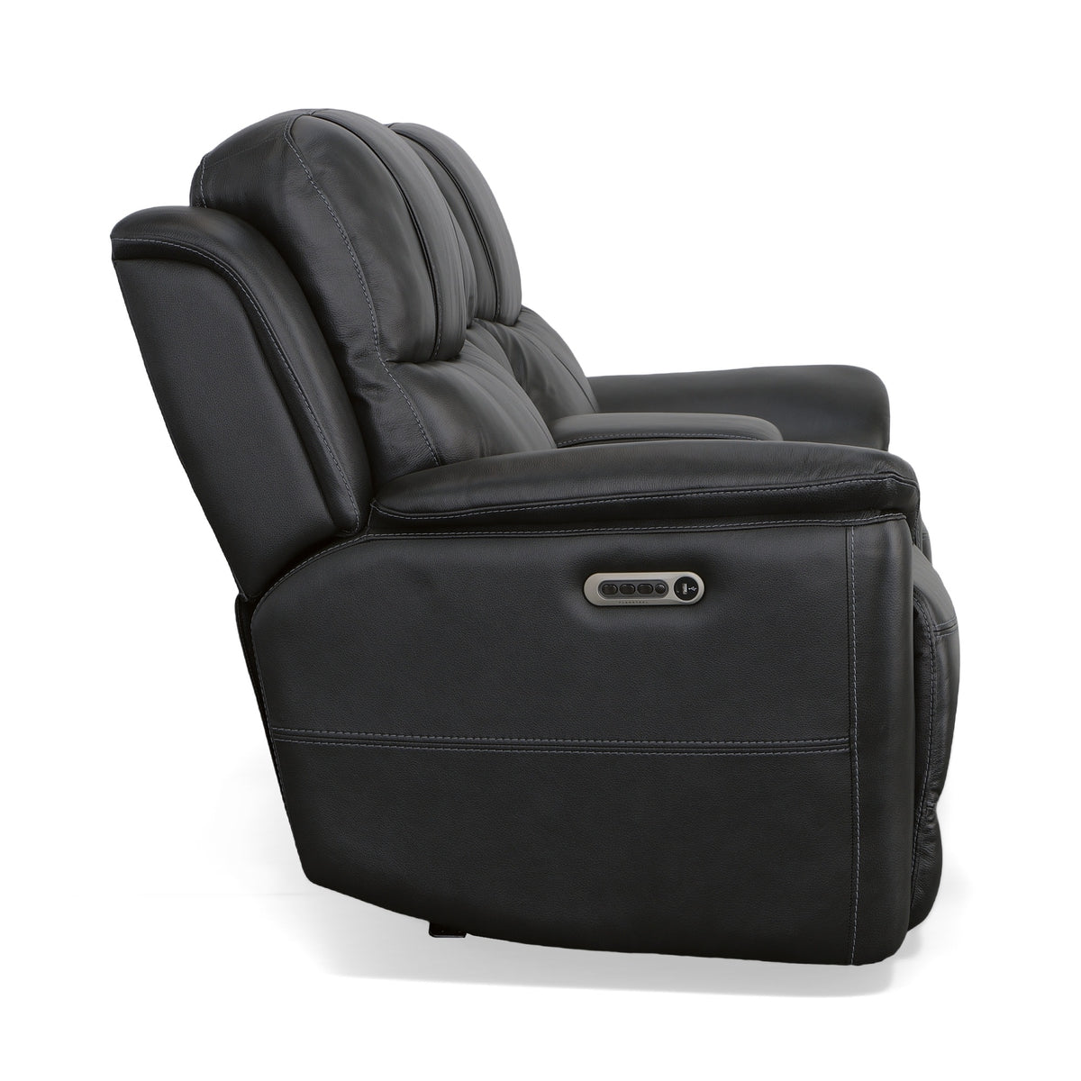 Crew Leather Power Reclining Loveseat with Console, Power Headrests & Lumbar