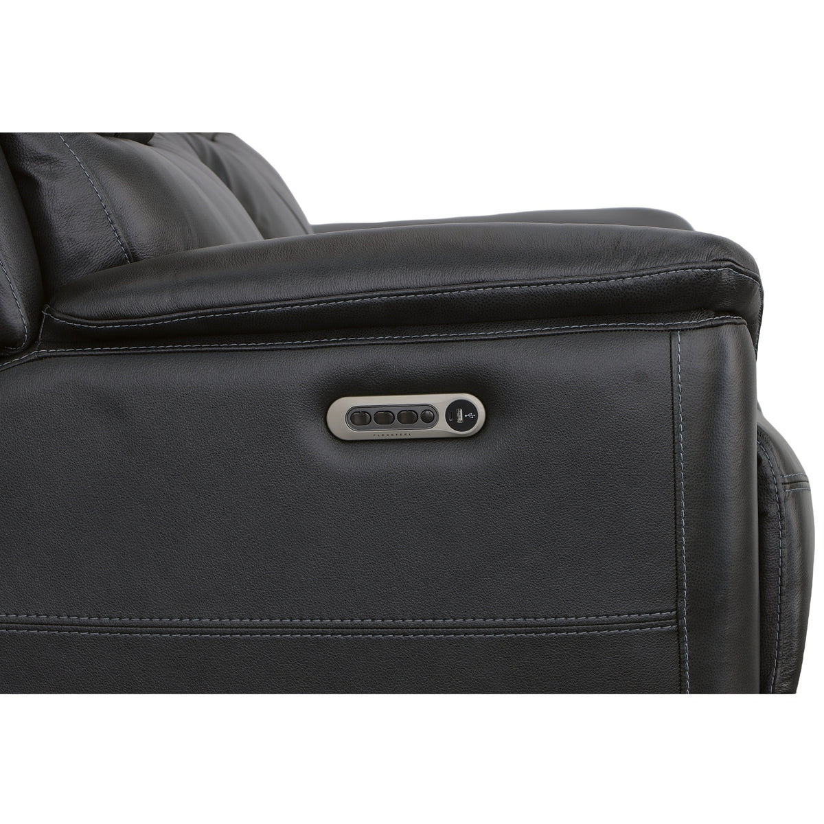 Crew Leather Power Reclining Loveseat with Console, Power Headrests & Lumbar
