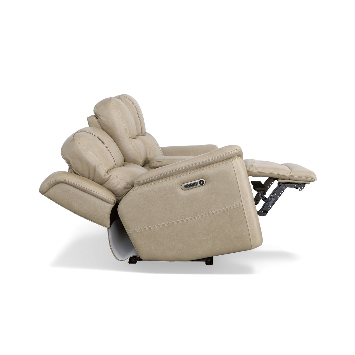 Crew Leather Power Reclining Loveseat with Console, Power Headrests & Lumbar