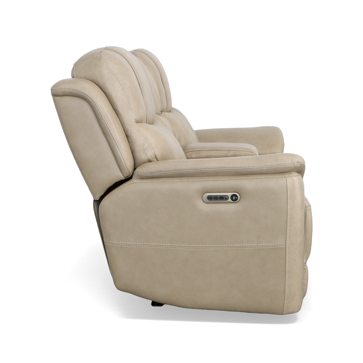 Crew Leather Power Reclining Loveseat with Console, Power Headrests & Lumbar