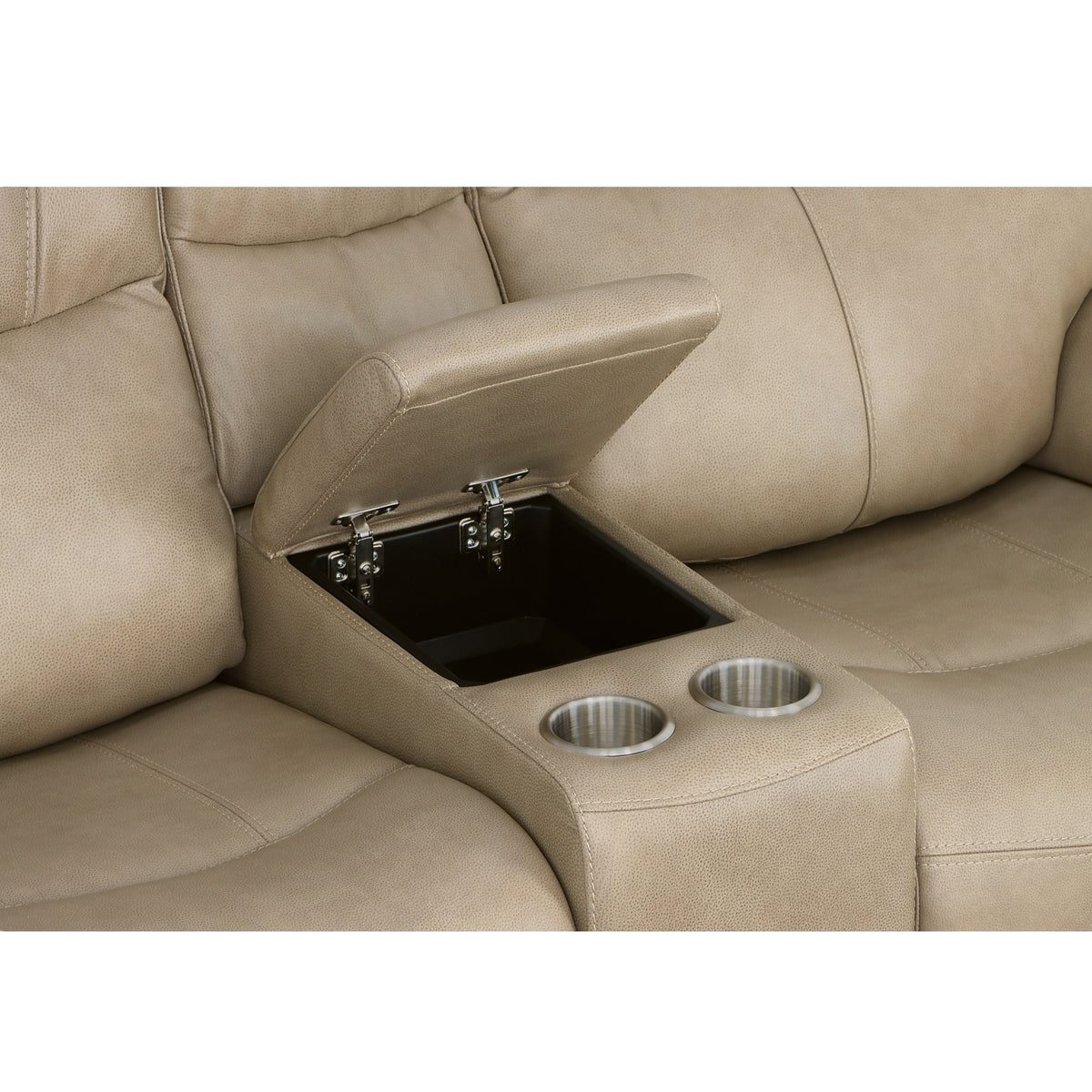 Crew Leather Power Reclining Loveseat with Console, Power Headrests & Lumbar