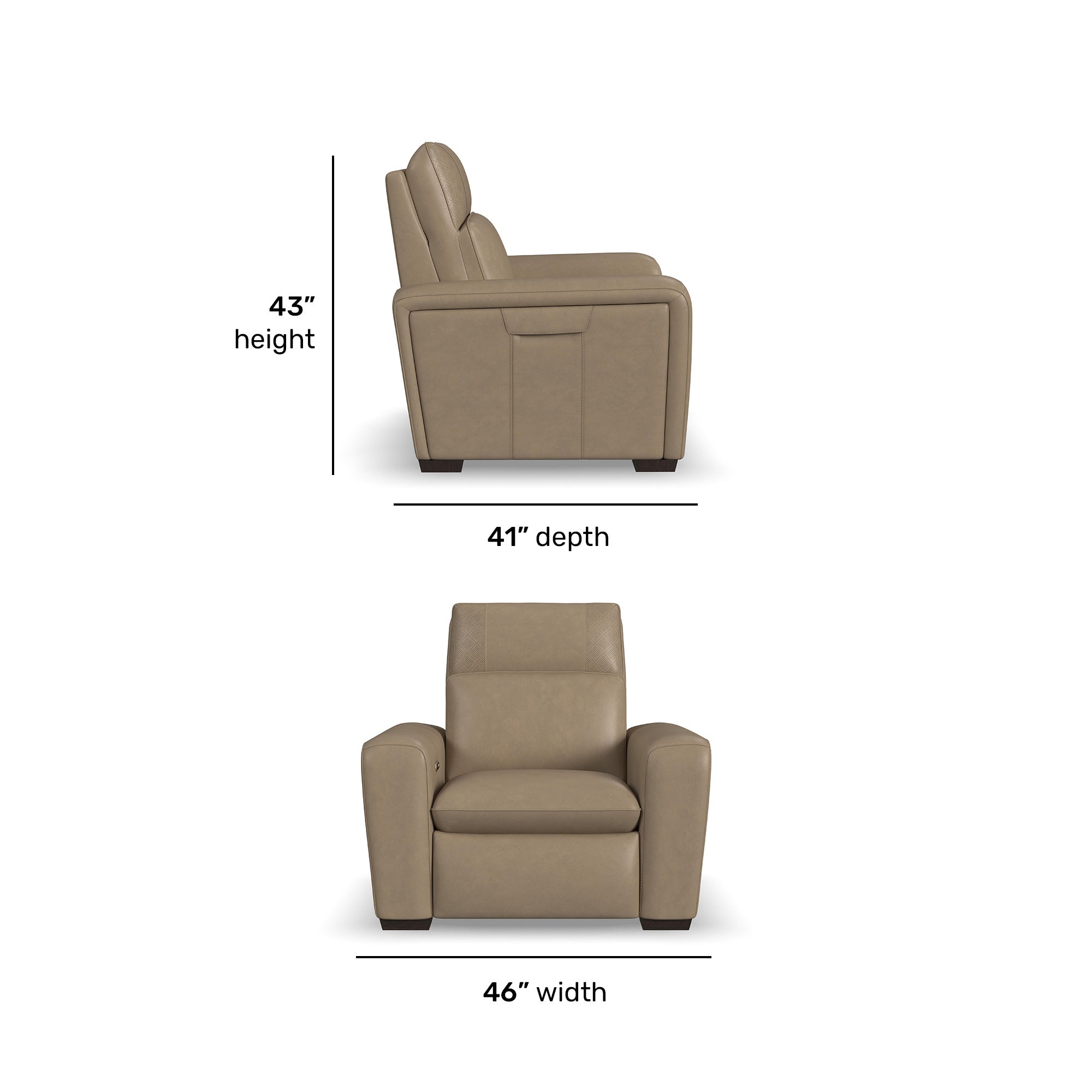 Sense Leather Power Recliner with Power Headrest, Lumbar & Pulse
