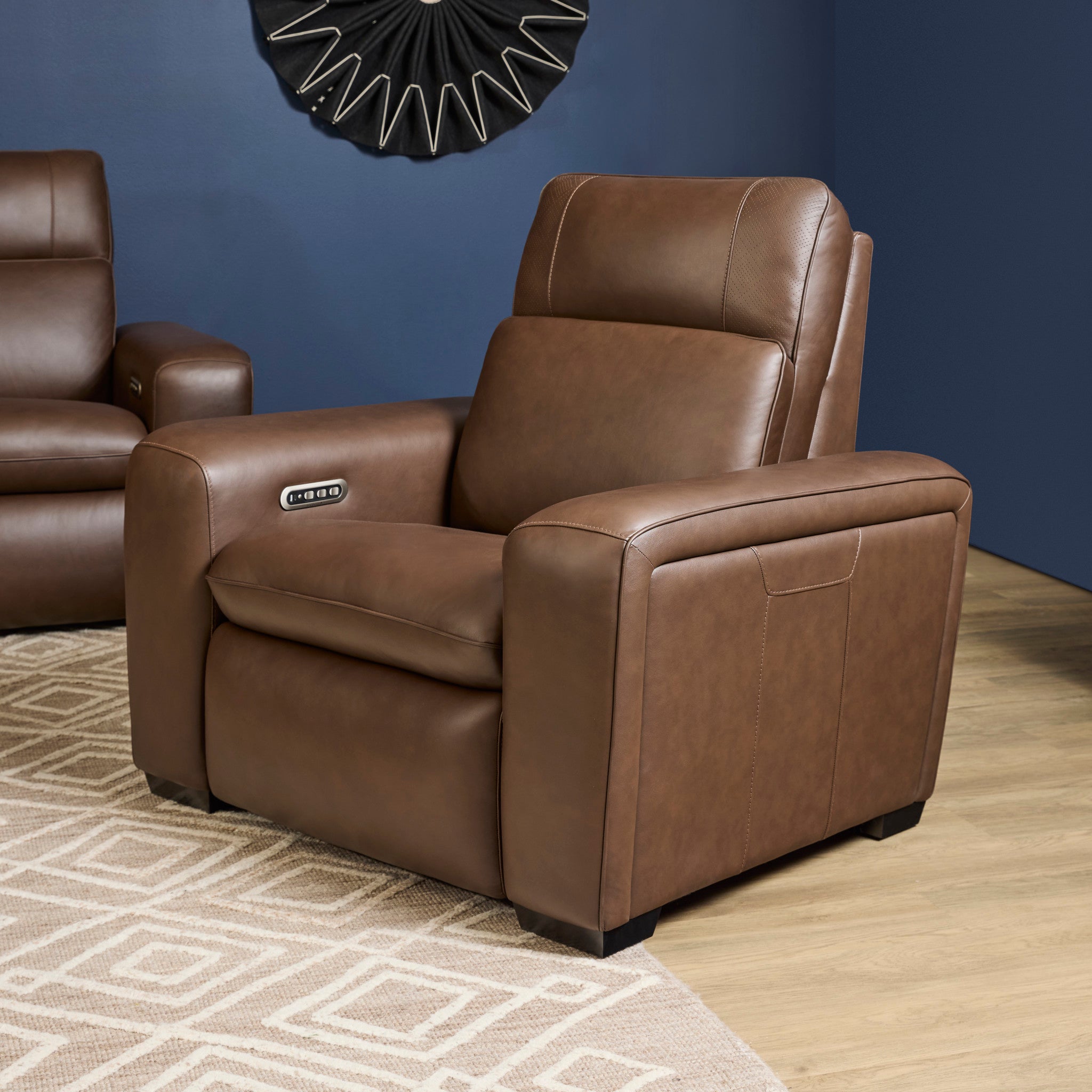 Sense Leather Power Recliner with Power Headrest, Lumbar & Pulse