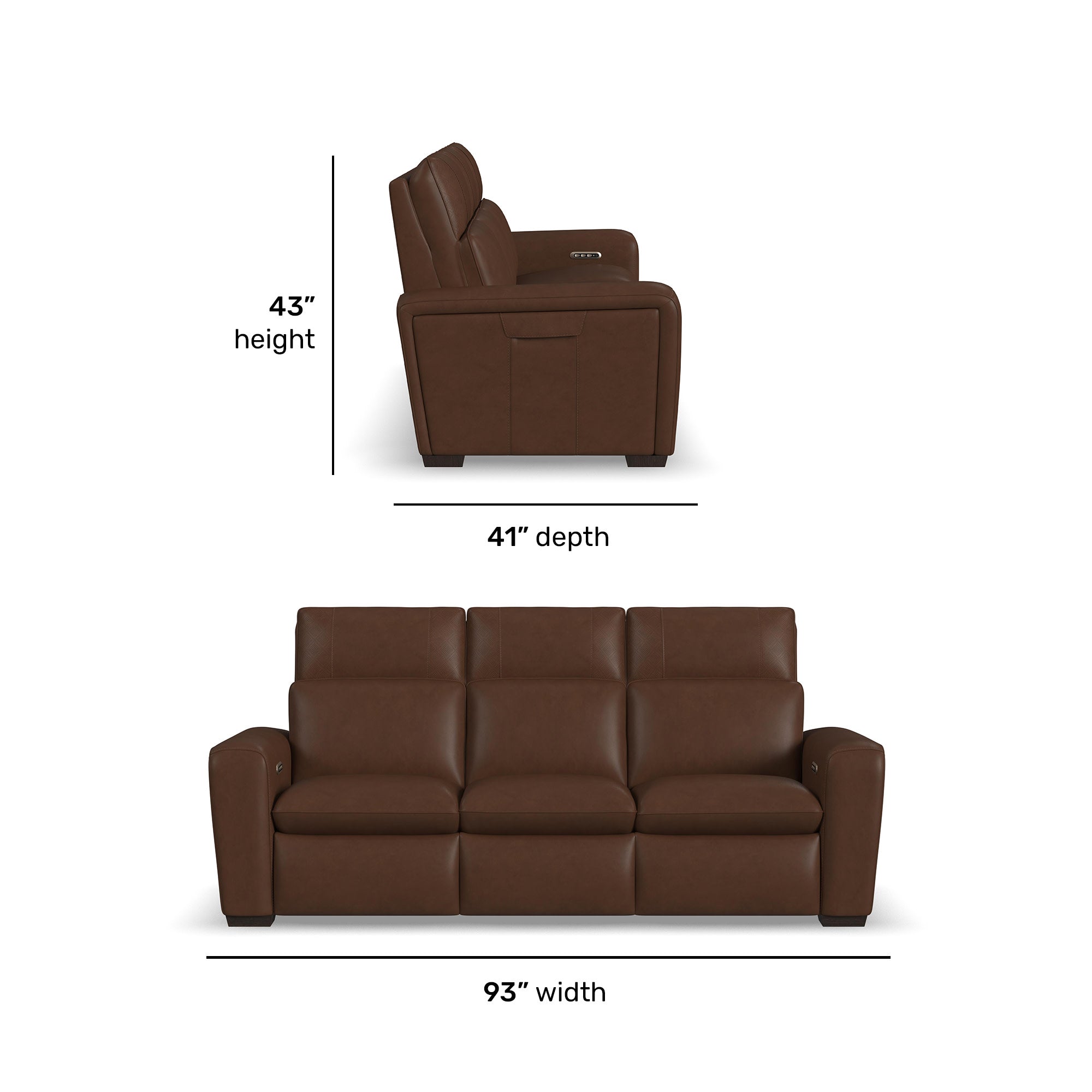 Sense Leather Power Reclining Sofa with Power Headrest, Lumbar & Pulse