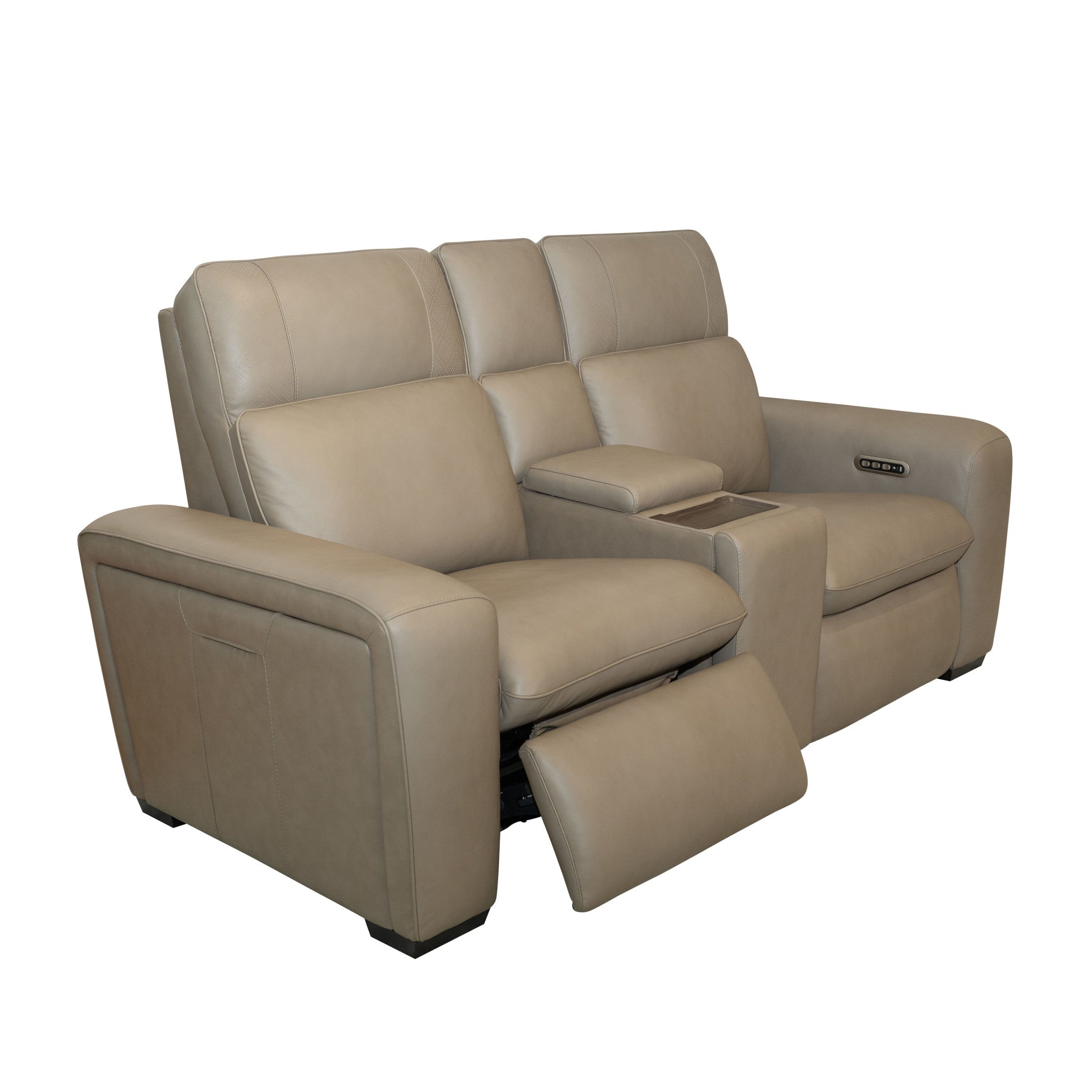 Sense Leather Power Reclining Loveseat with Console, Power Headrest, Lumbar & Pulse