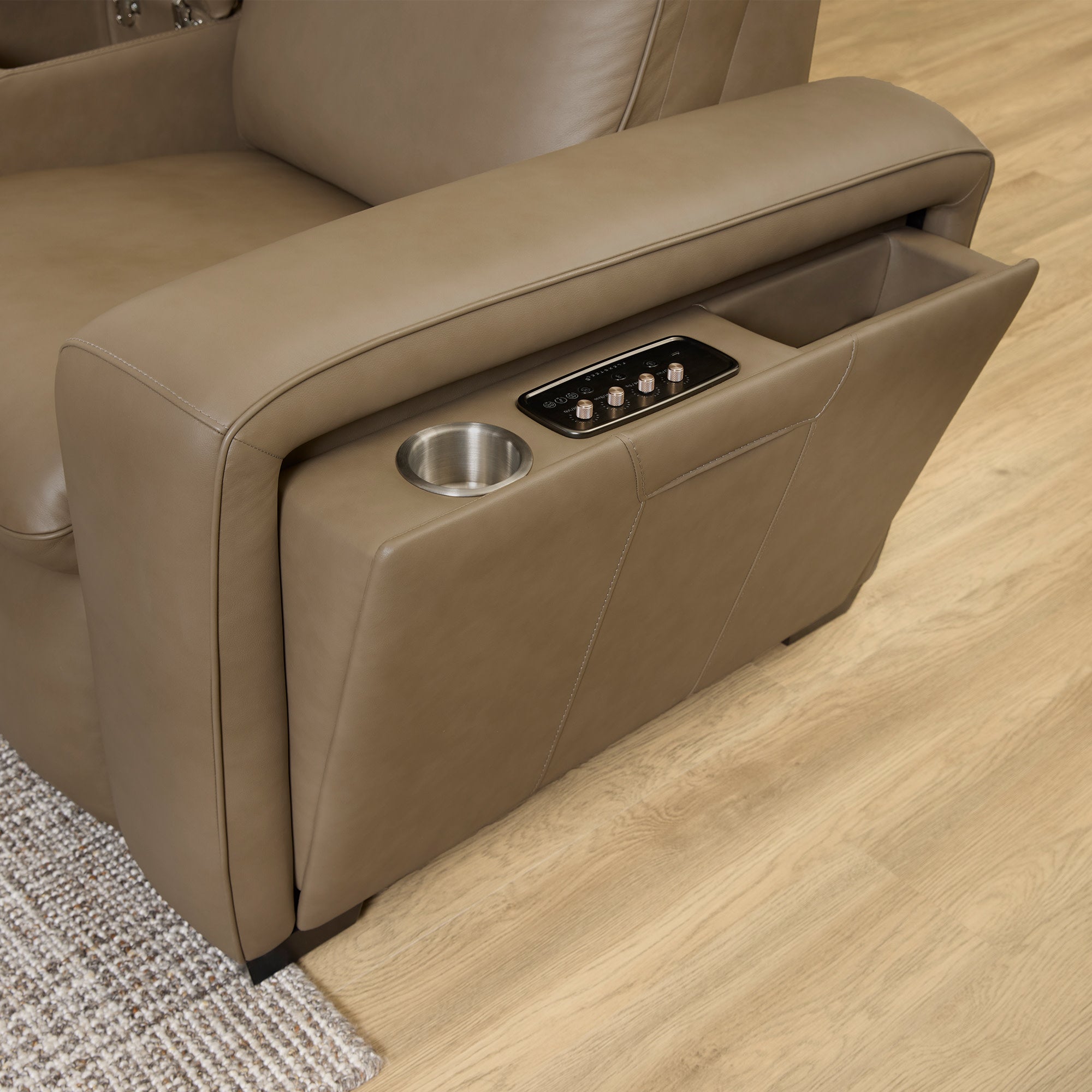 Sense Leather Power Reclining Loveseat with Console, Power Headrest, Lumbar & Pulse