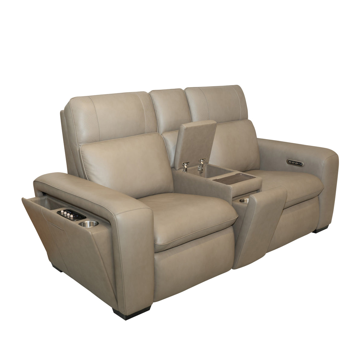 Sense Leather Power Reclining Loveseat with Console, Power Headrest, Lumbar & Pulse