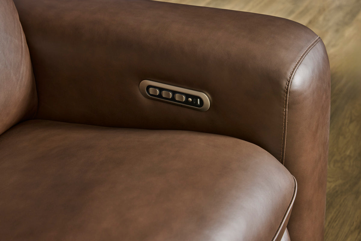 Sense Leather Power Reclining Loveseat with Console, Power Headrest, Lumbar & Pulse