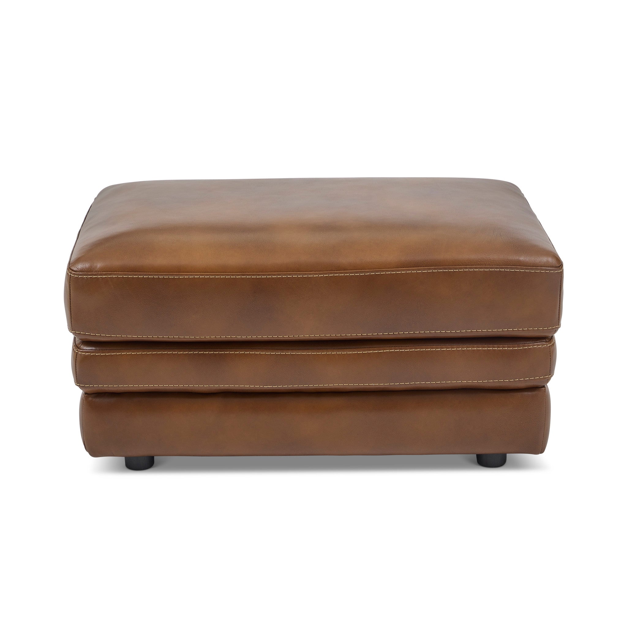 David Pecan Leather Ottoman