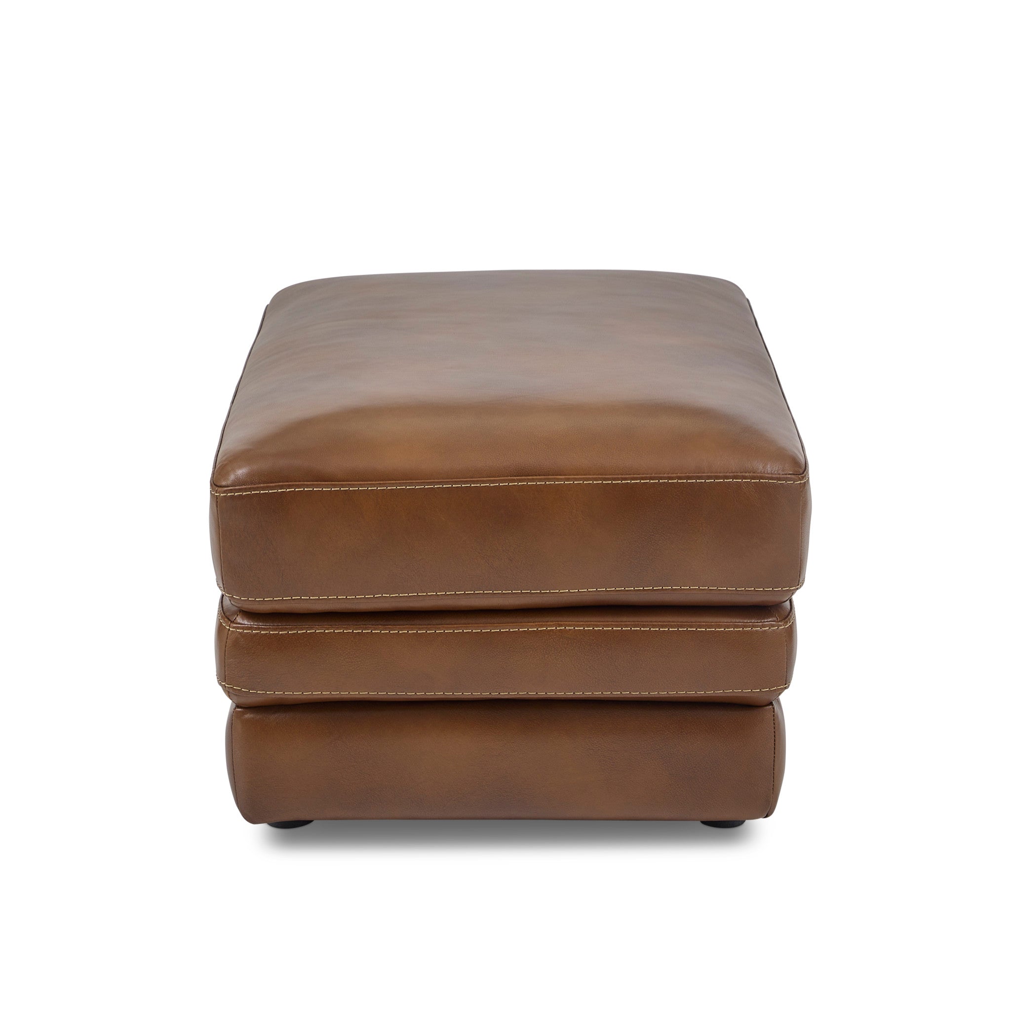 David Pecan Leather Ottoman