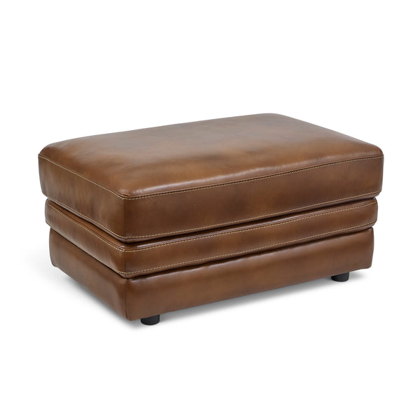 David Pecan Leather Ottoman