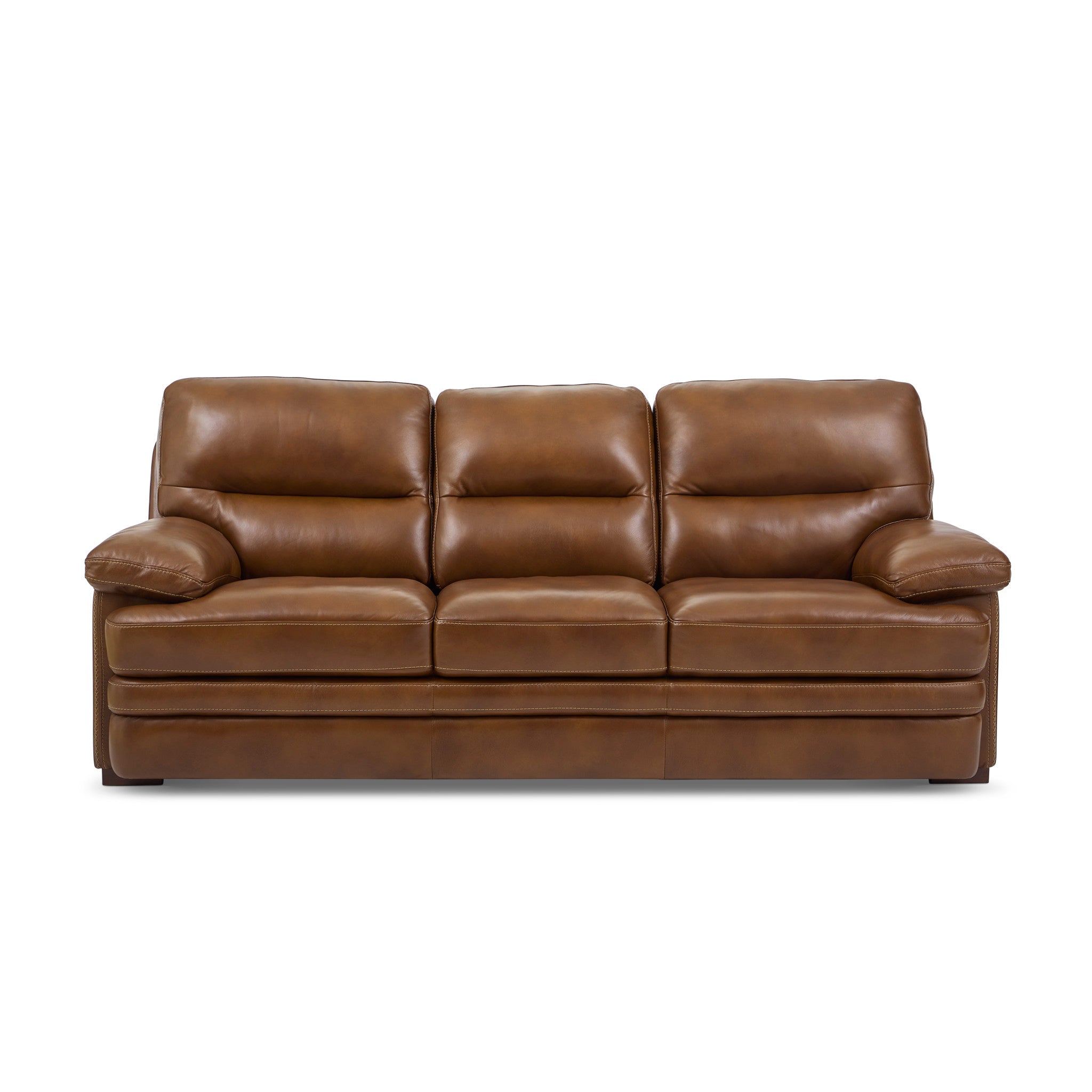 David Pecan Leather Sofa