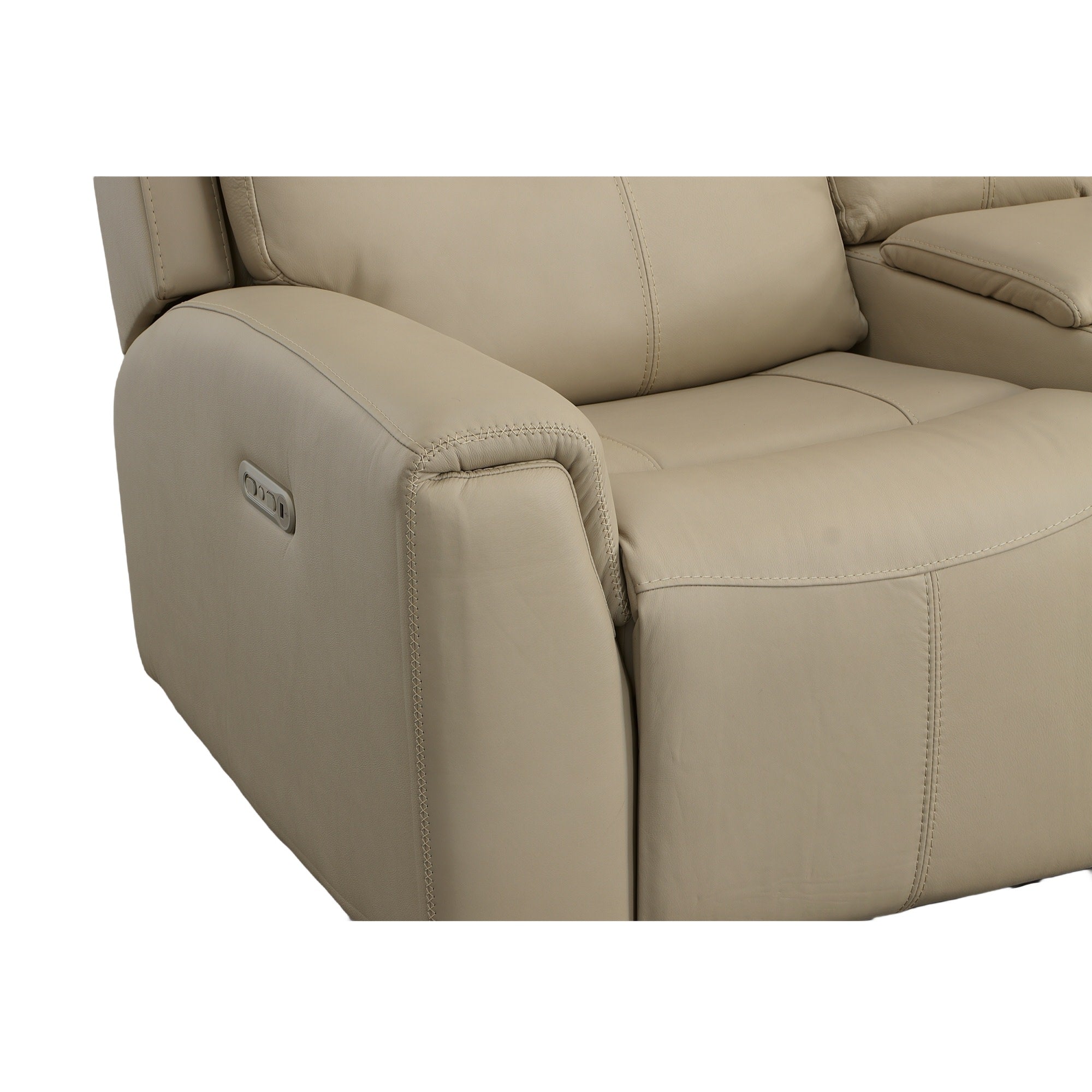 Jarvis Parchment Leather Power Reclining Loveseat with Console