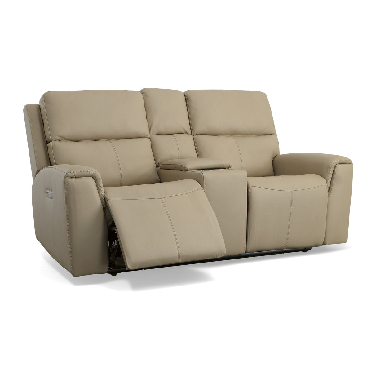 Jarvis Leather Power Reclining Loveseat with Console & Power Headrests