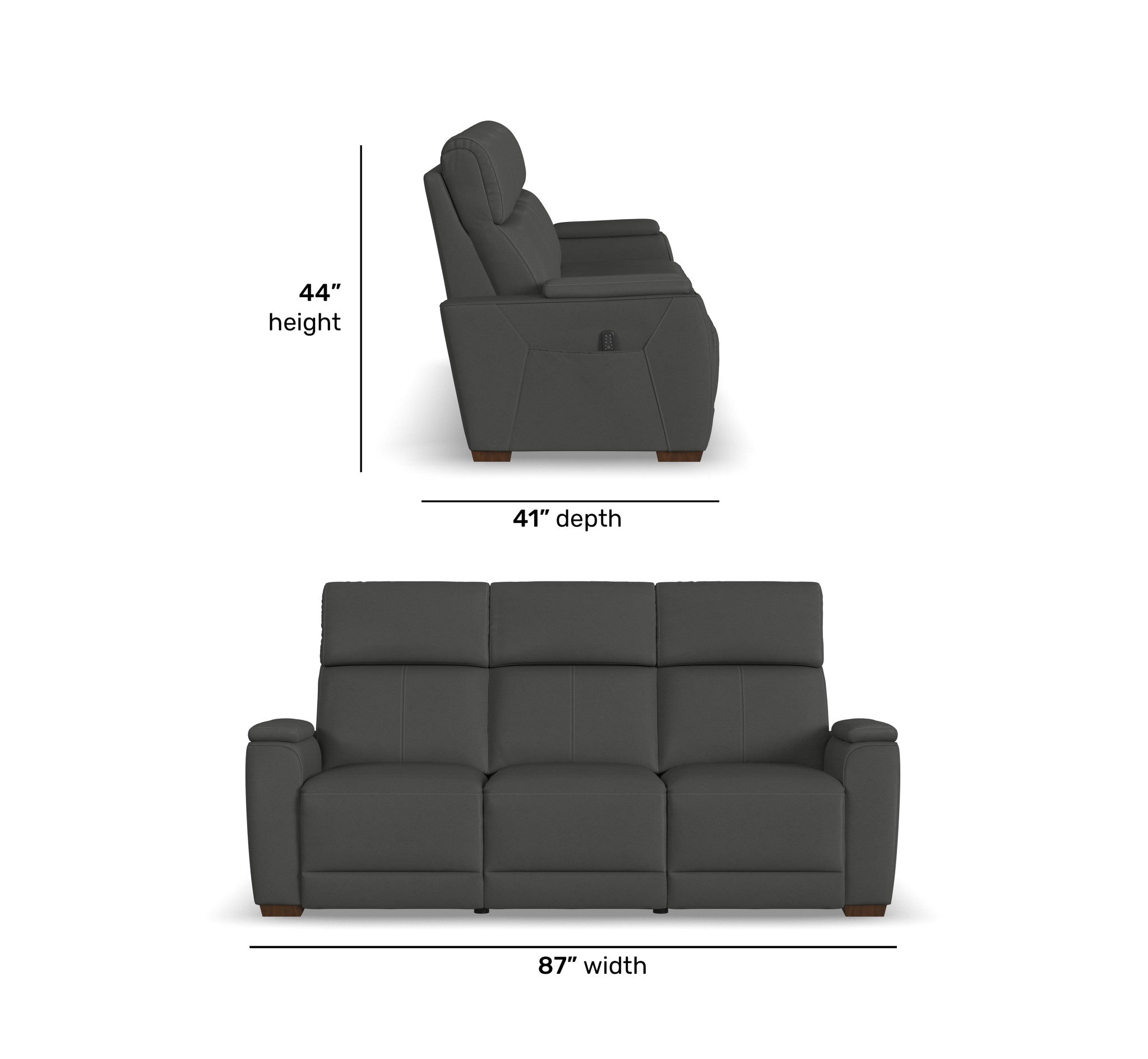 Vibe Fabric Power Reclining Sofa with Console, Power Headrest, Lumbar, Heat, Massage & Pulse