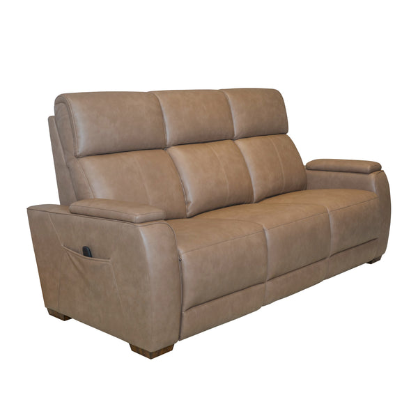 Vibe Taupe Fabric Power Reclining Sofa with Console, Power Headrest, Lumbar, Heat, Massage & Pulse