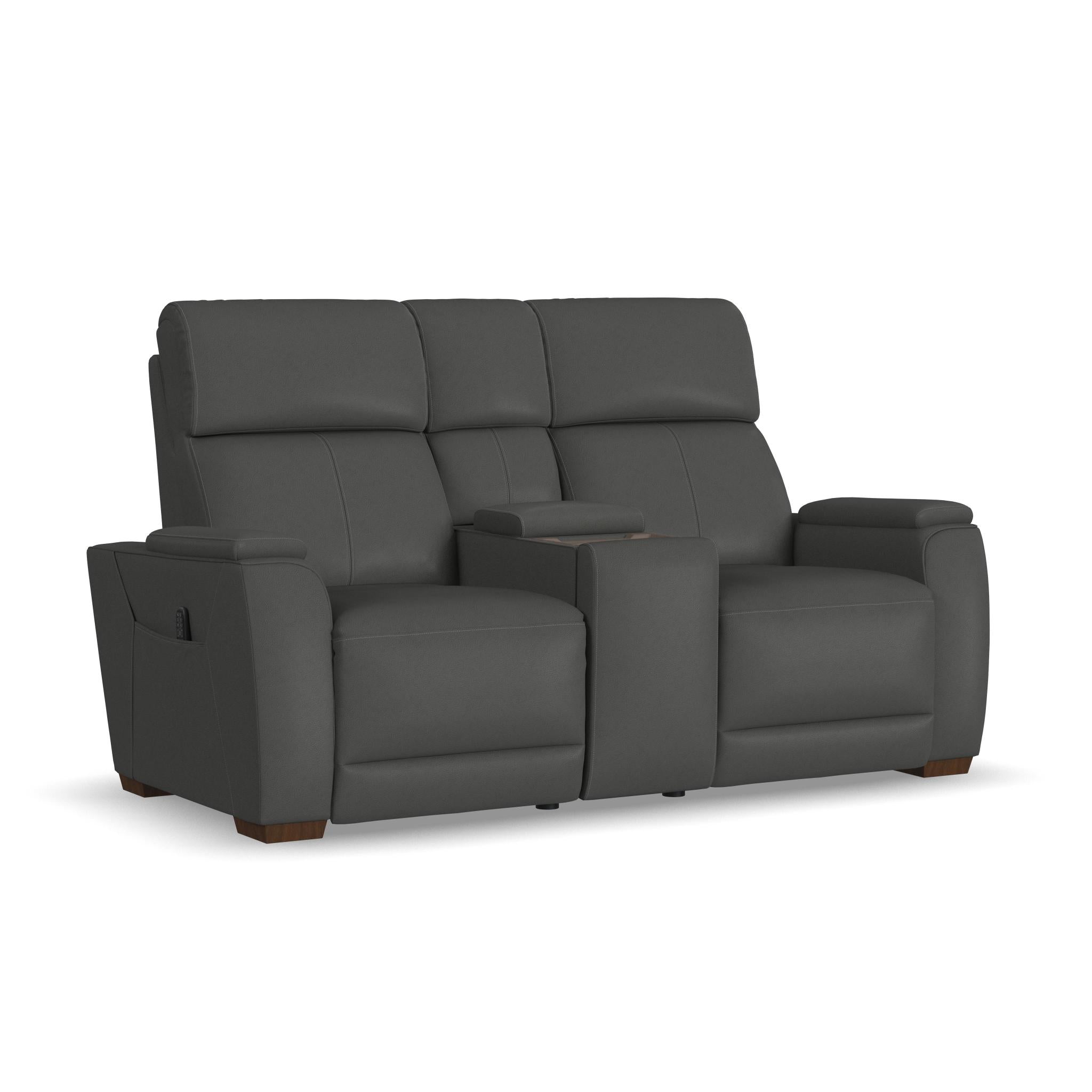 Vibe Fabric Power Reclining Loveseat with Console, Power Headrest, Lumbar, Heat, Massage & Pulse