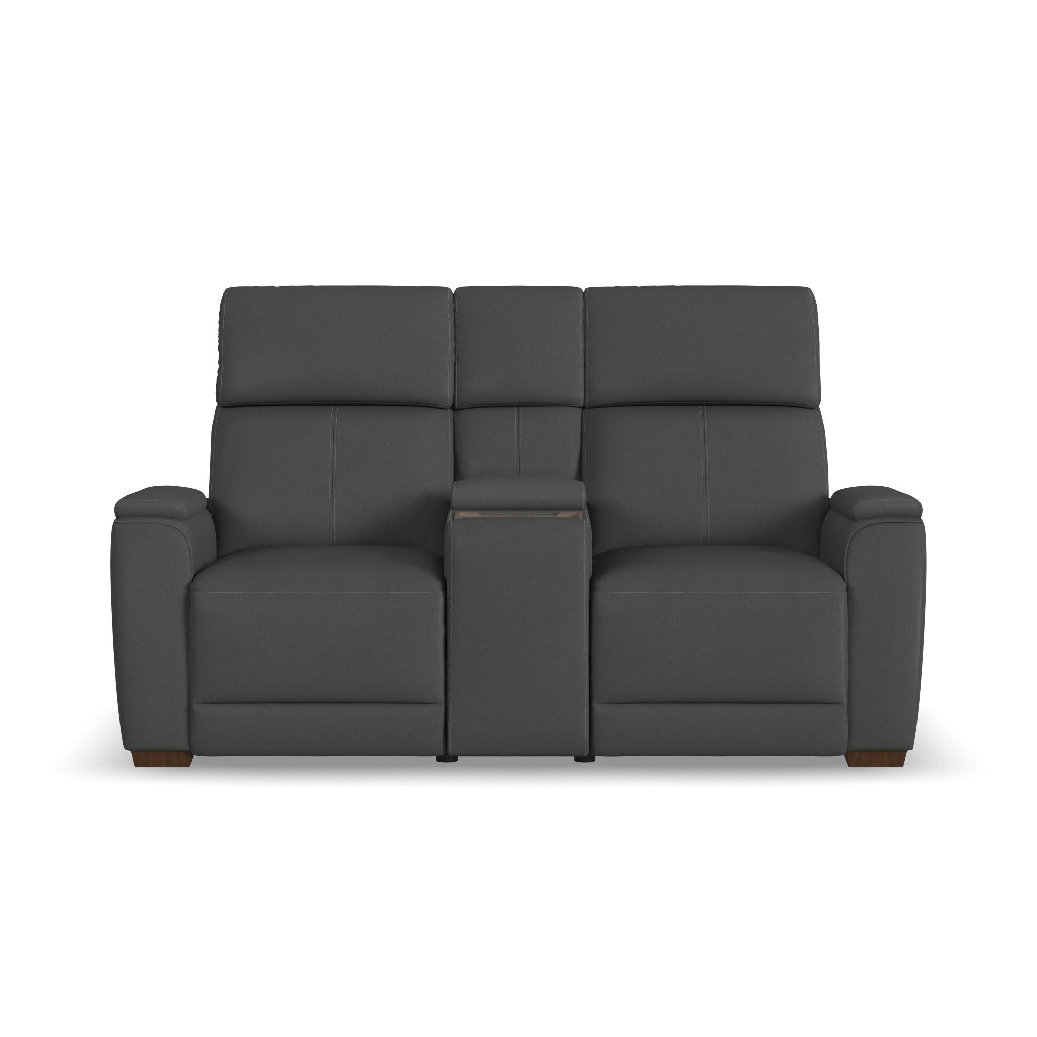 Vibe Fabric Power Reclining Loveseat with Console, Power Headrest, Lumbar, Heat, Massage & Pulse