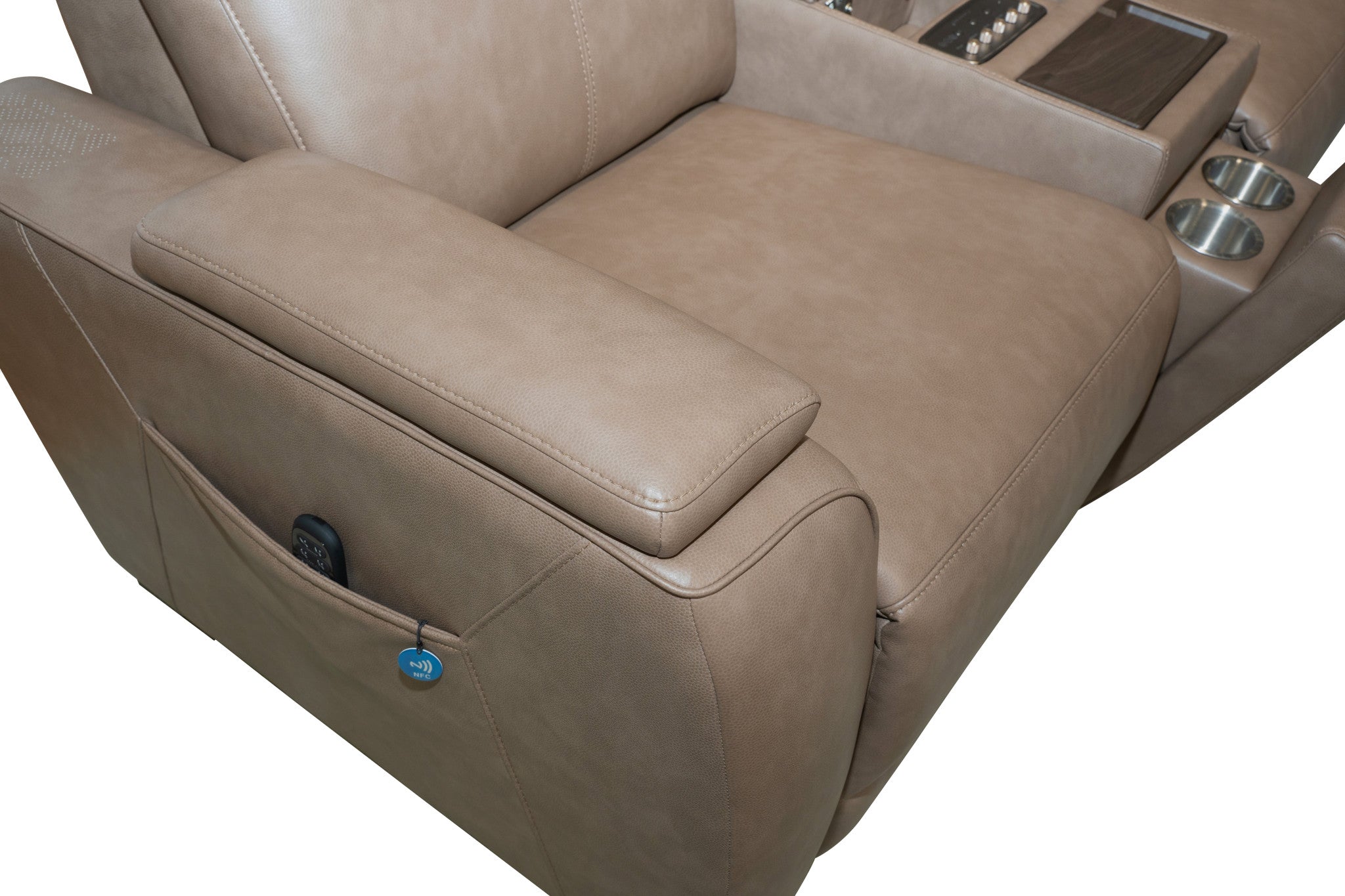 Vibe Fabric Power Reclining Loveseat with Console, Power Headrest, Lumbar, Heat, Massage & Pulse