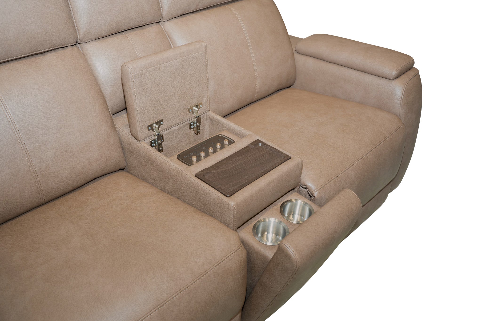 Vibe Fabric Power Reclining Loveseat with Console, Power Headrest, Lumbar, Heat, Massage & Pulse