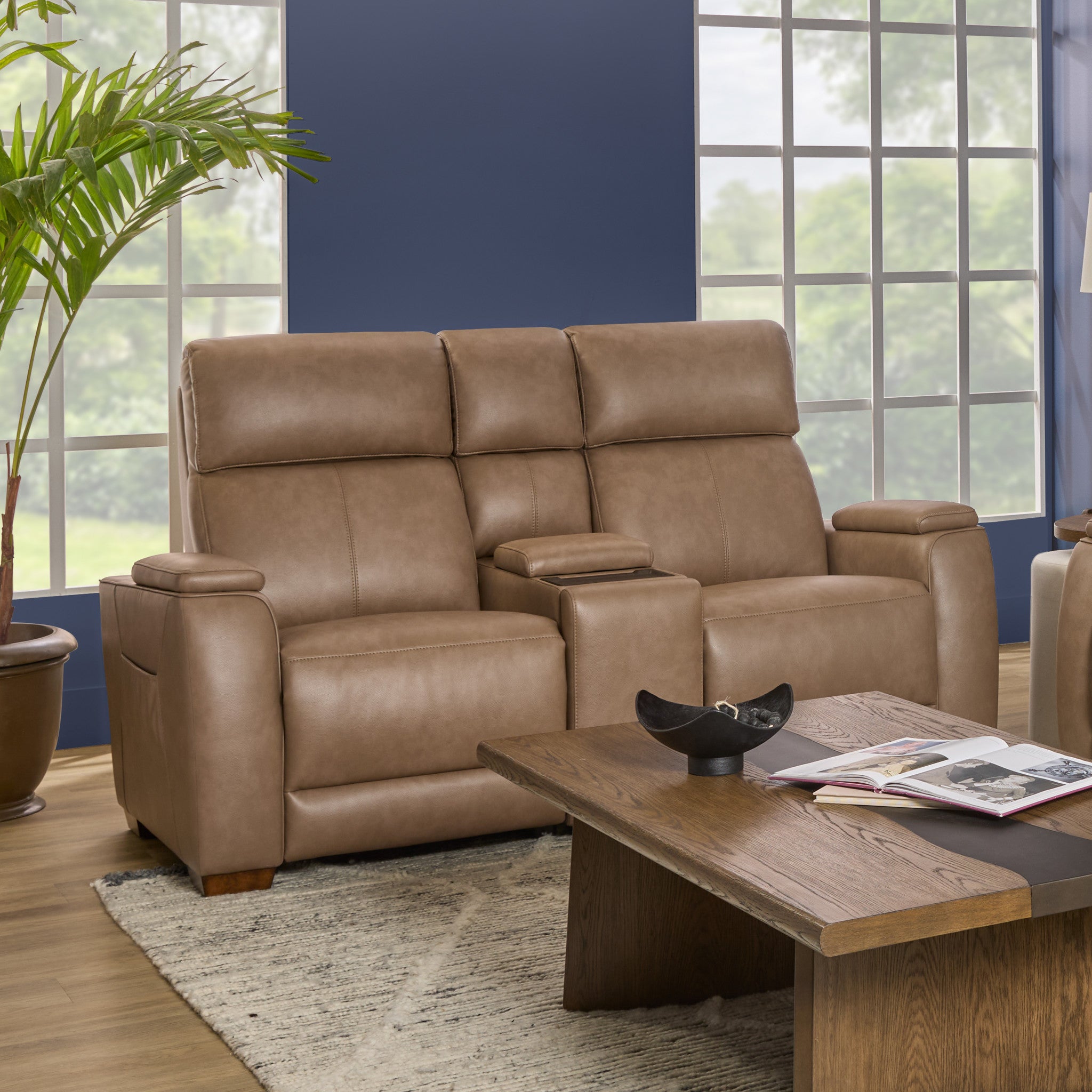 Vibe Fabric Power Reclining Loveseat with Console, Power Headrest, Lumbar, Heat, Massage & Pulse