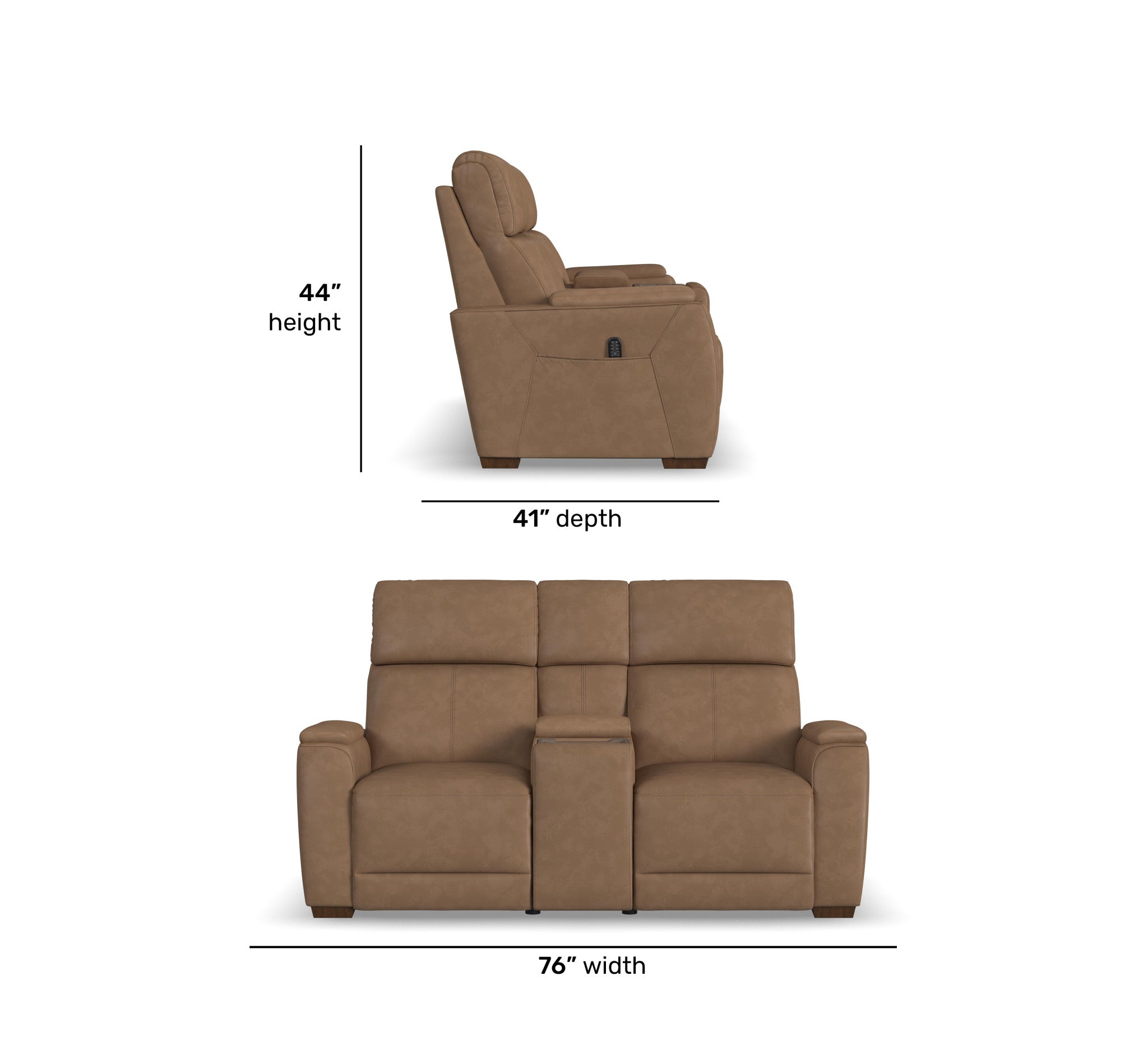 Vibe Fabric Power Reclining Loveseat with Console, Power Headrest, Lumbar, Heat, Massage & Pulse