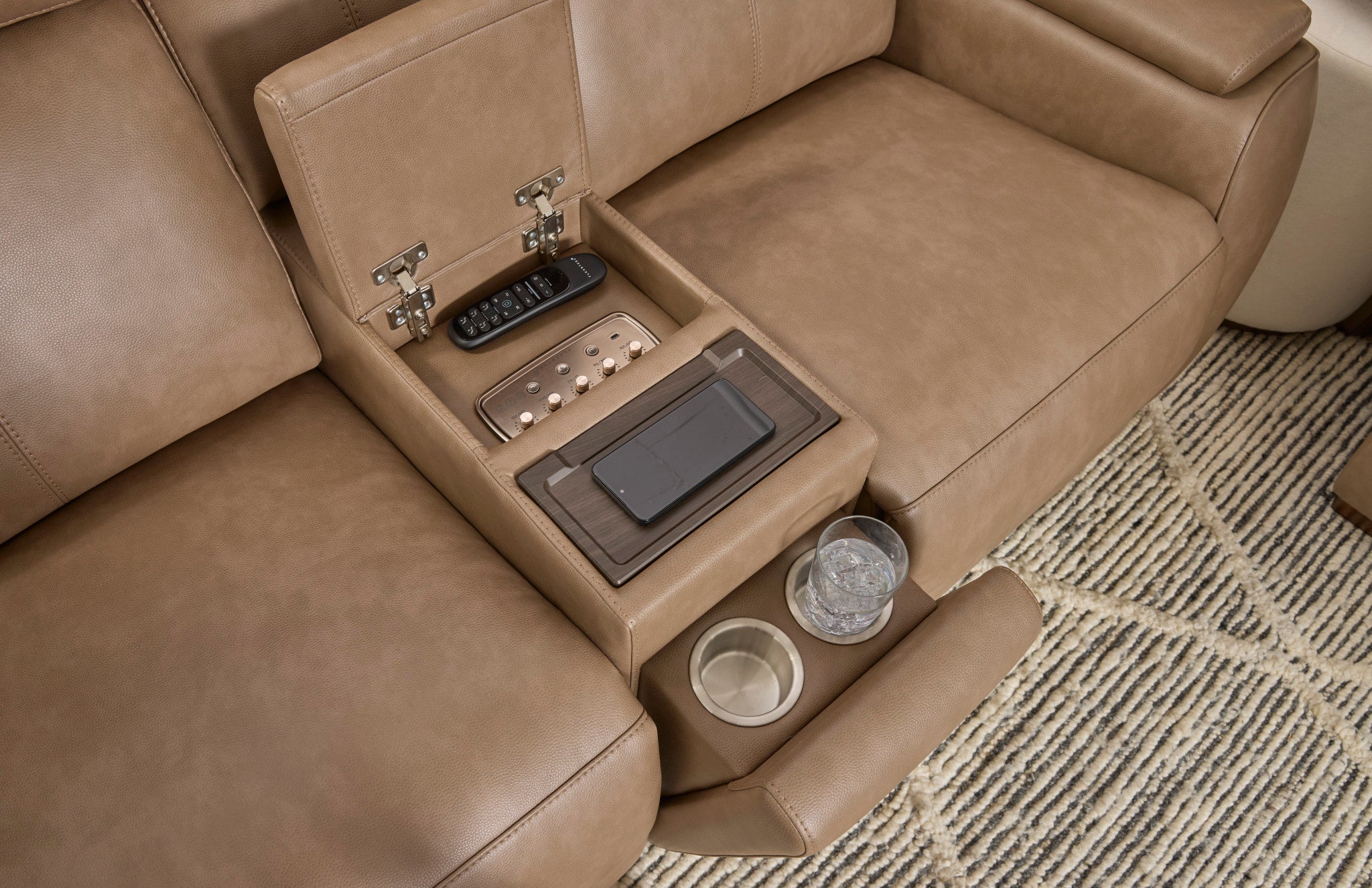 Vibe Fabric Power Reclining Loveseat with Console, Power Headrest, Lumbar, Heat, Massage & Pulse