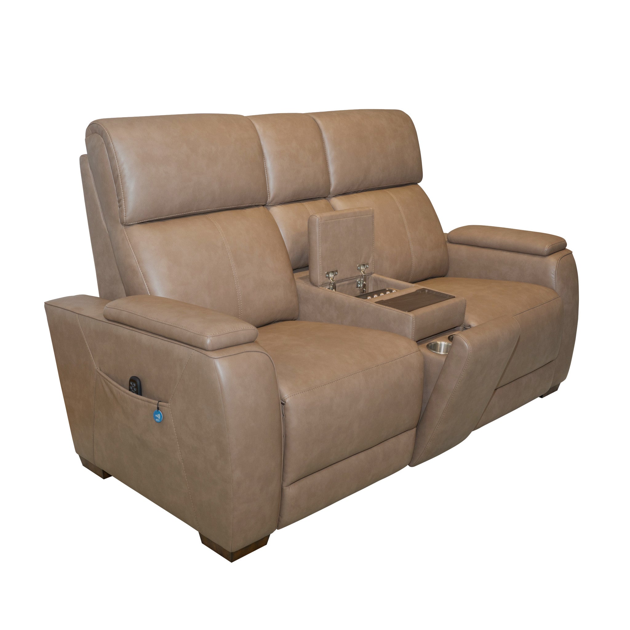 Vibe Fabric Power Reclining Loveseat with Console, Power Headrest, Lumbar, Heat, Massage & Pulse