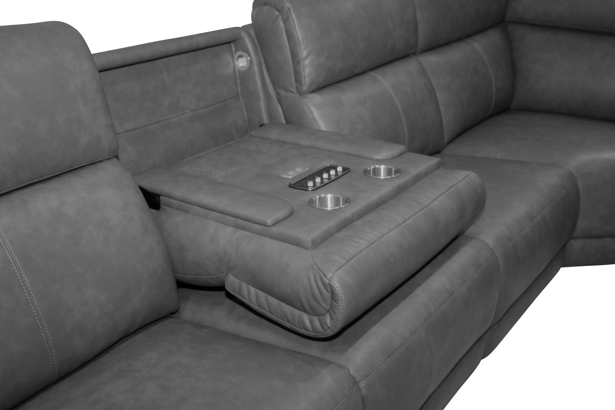 Vibe Fabric Power Reclining Sectional with Power Headrest, Lumbar, Heat, Massage & Pulse
