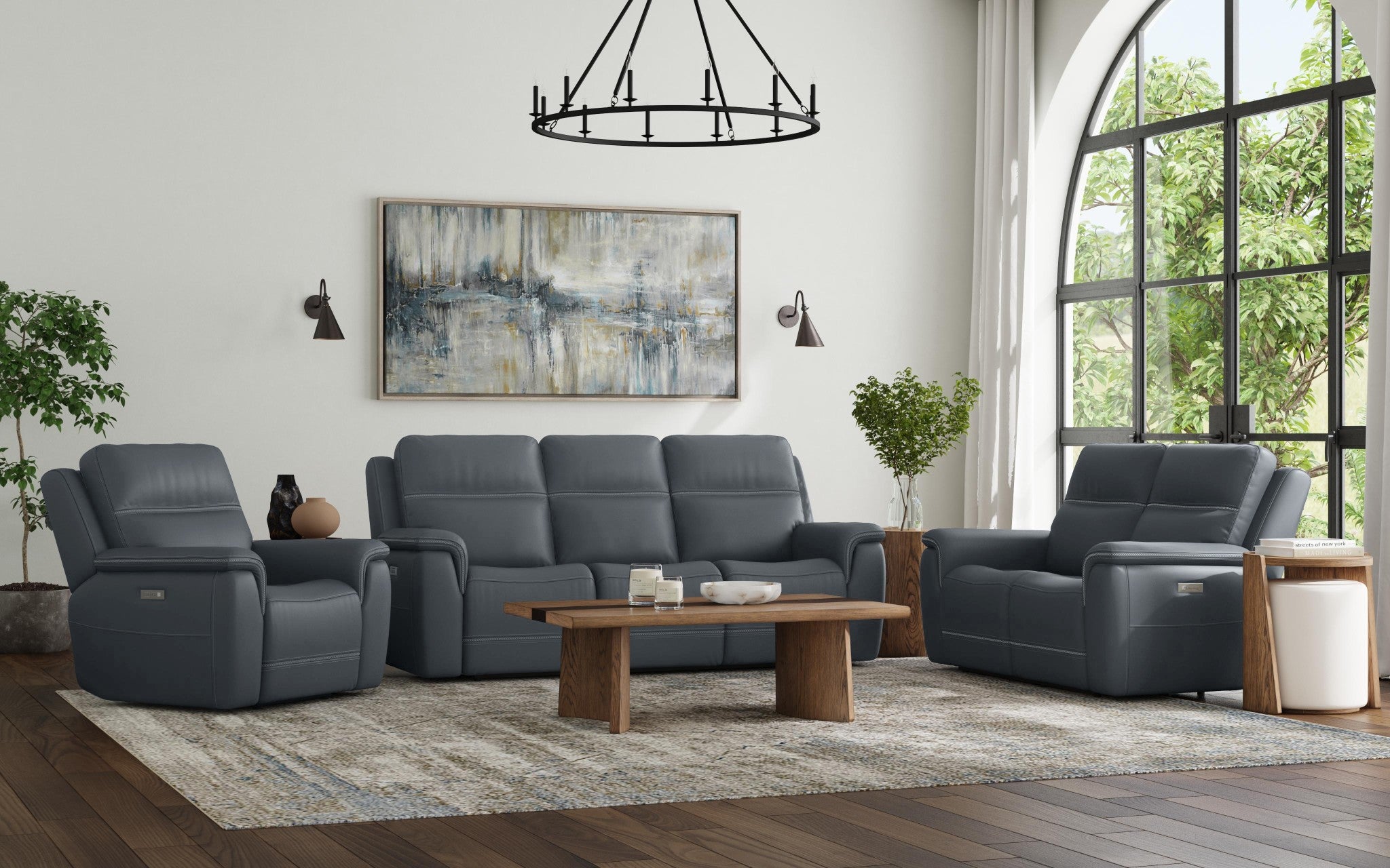 Sawyer Leather Power Recliner with Power Headrest & Lumbar