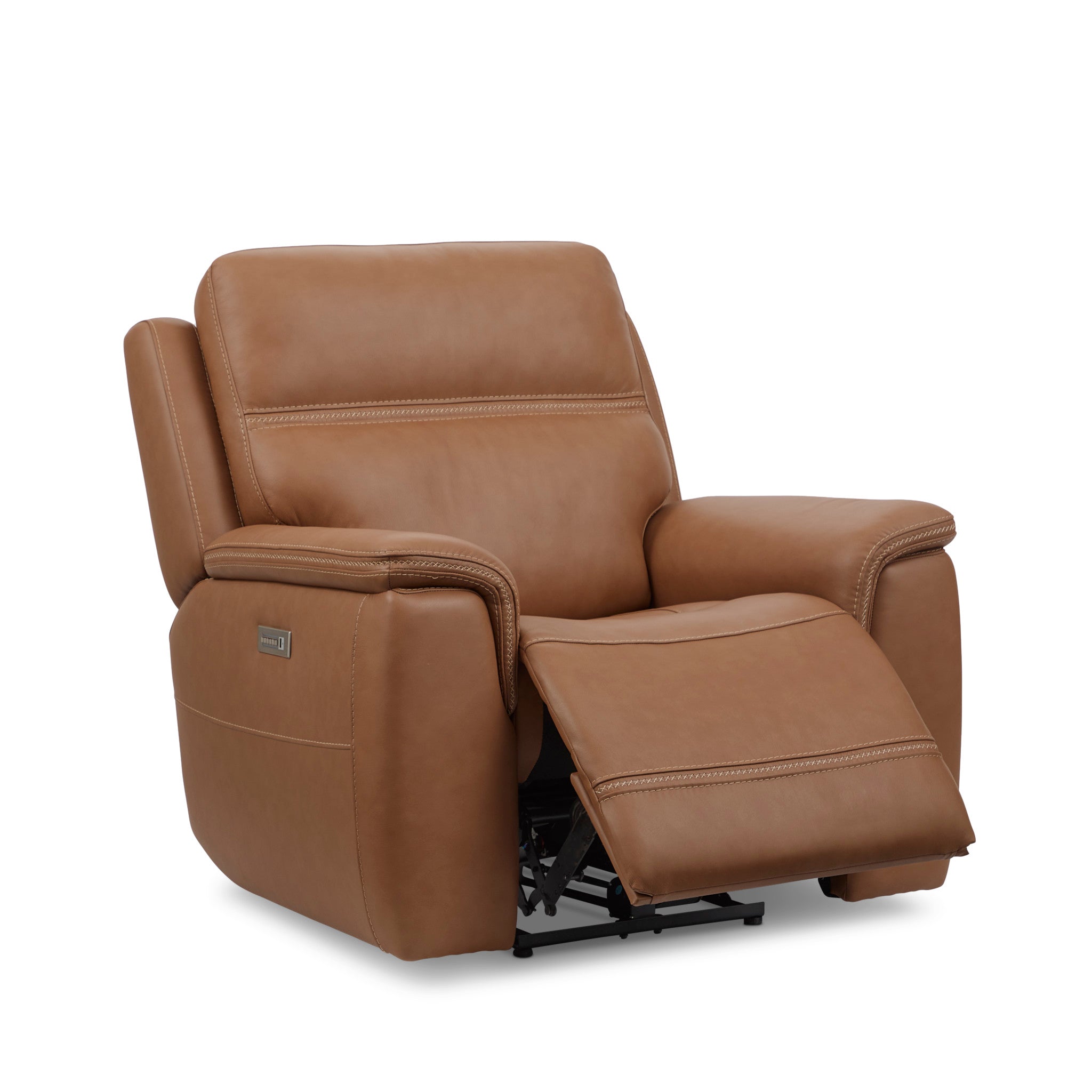 Sawyer Leather Power Recliner with Power Headrest & Lumbar