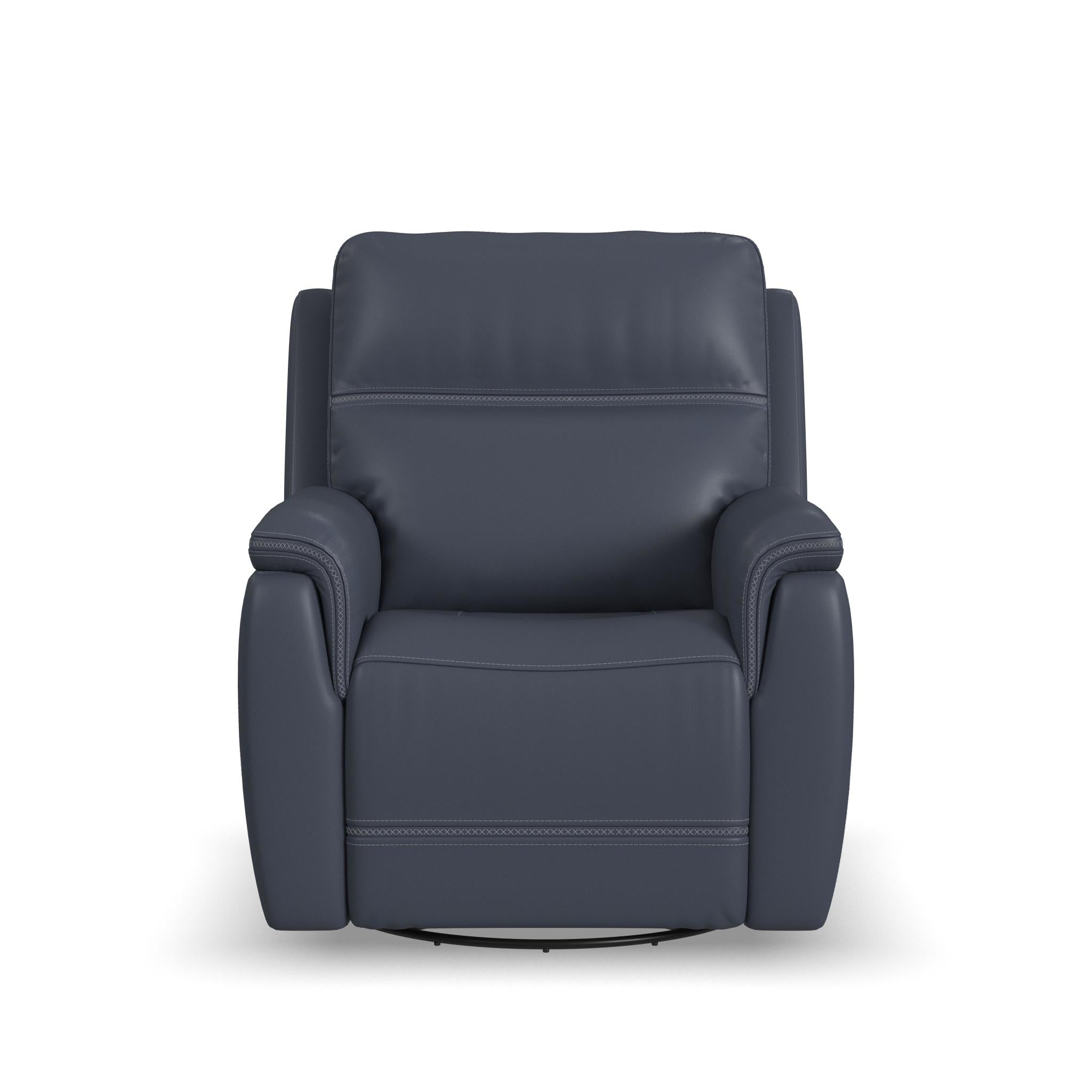 Sawyer Marine Leather Swivel Glider with Power Headrest, Lumbar, Heat & Massage