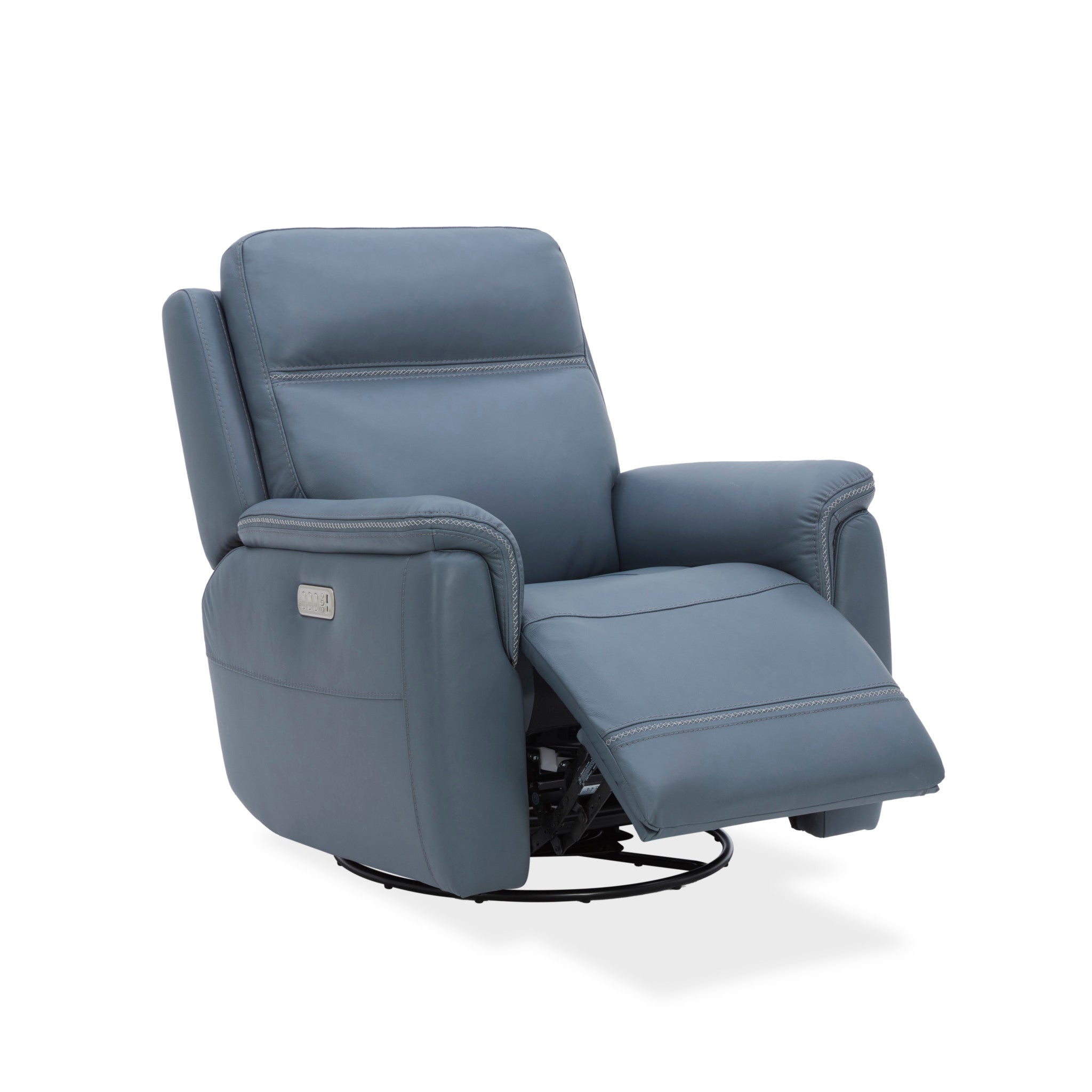 Sawyer Marine Leather Swivel Glider with Power Headrest, Lumbar, Heat & Massage