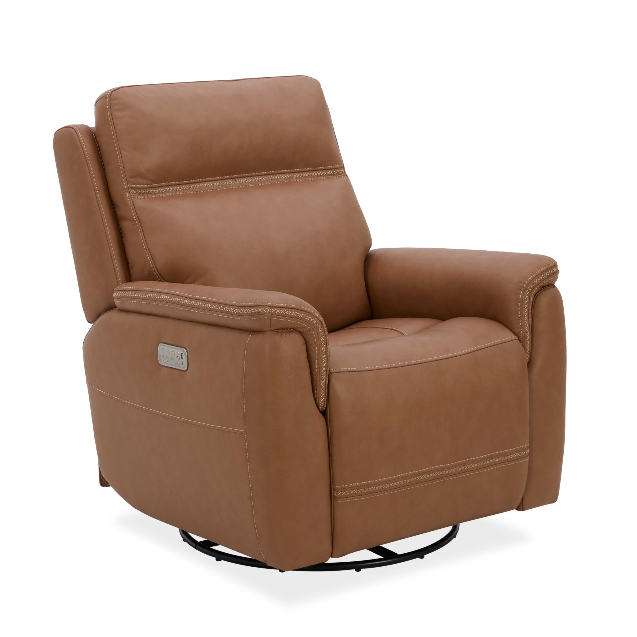 Sawyer Harvest Leather Swivel Glider with Power Headrest, Lumbar, Heat & Massage