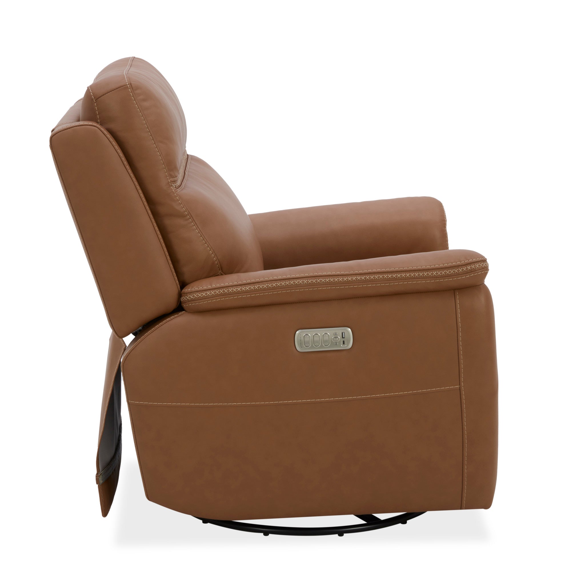 Sawyer Harvest Leather Swivel Glider with Power Headrest, Lumbar, Heat & Massage