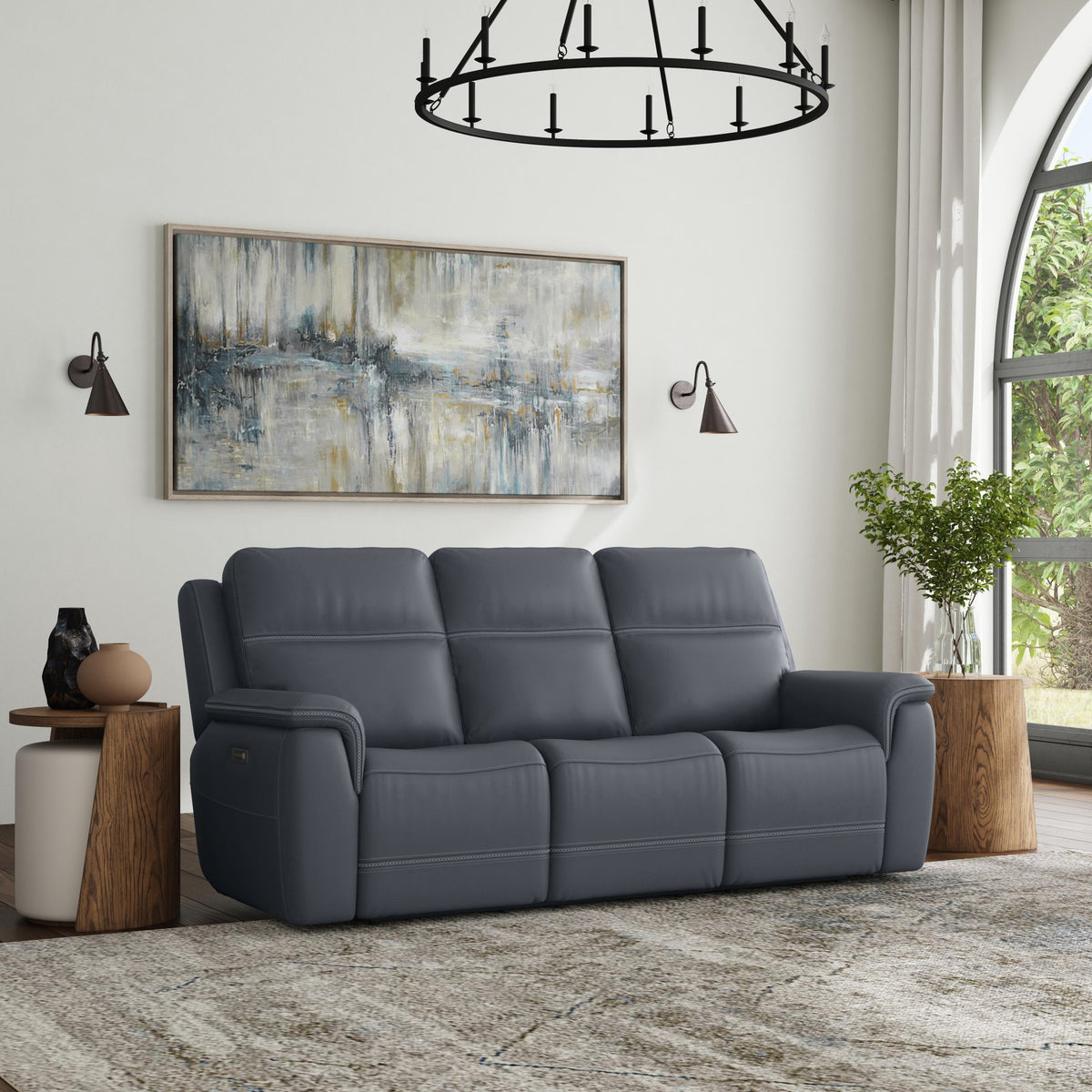 Sawyer Leather Power Reclining Sofa with Power Headrests & Lumbar