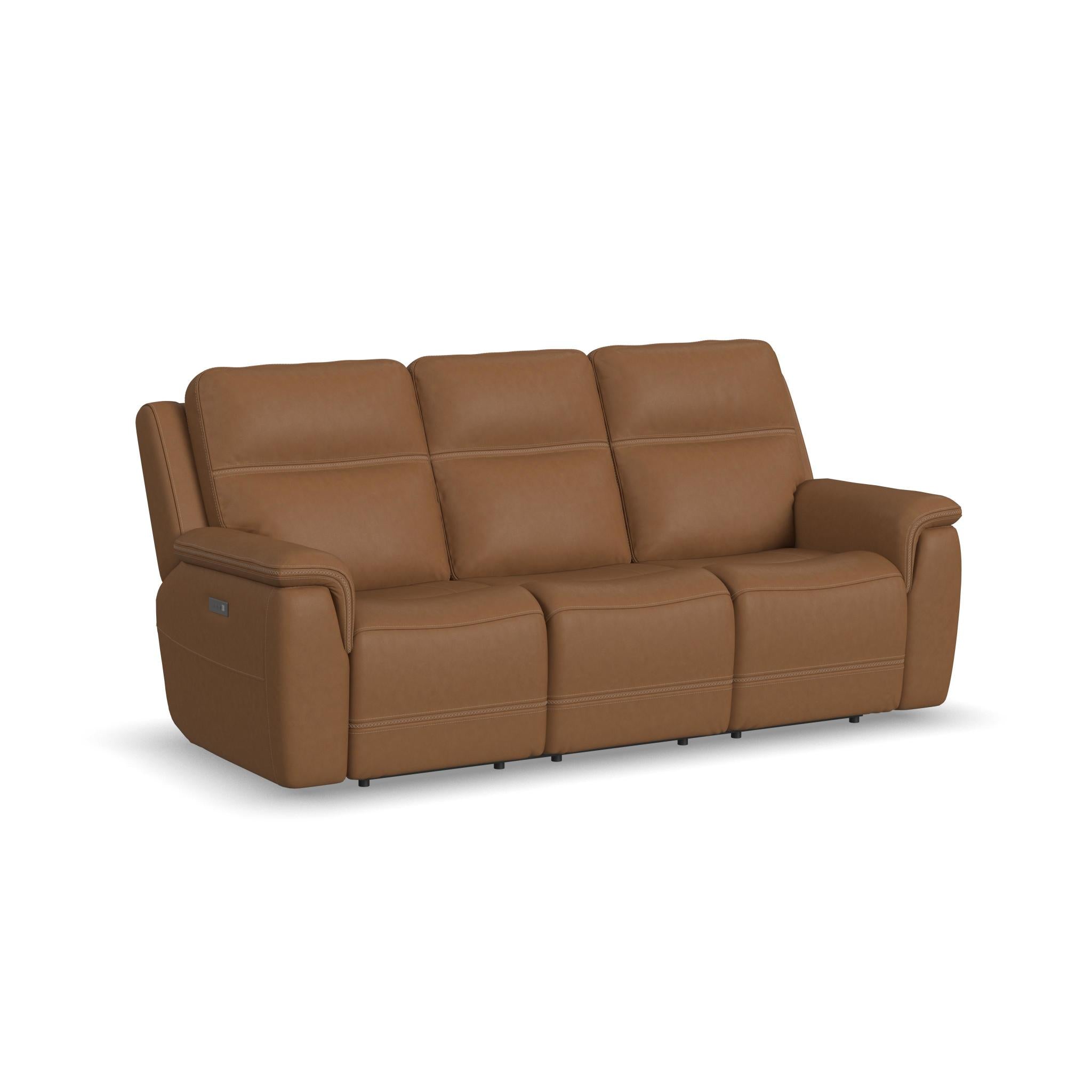 Sawyer Harvest Leather Power Reclining Sofa with Power Headrests & Lumbar