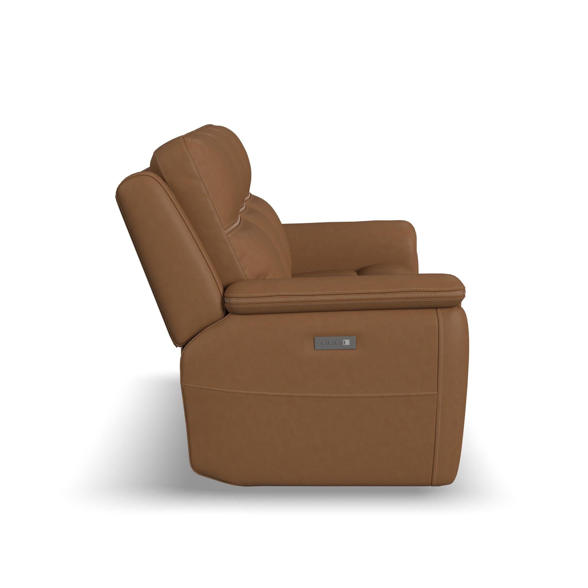 Sawyer Harvest Leather Power Reclining Sofa with Power Headrests & Lumbar