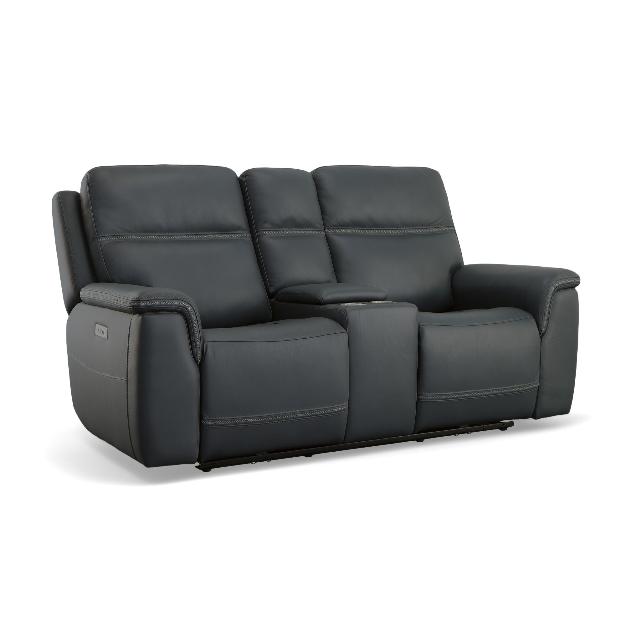 Sawyer Leather Pwr Recl Loveseat w/ Console, Pwr Hdrsts, Lumbar