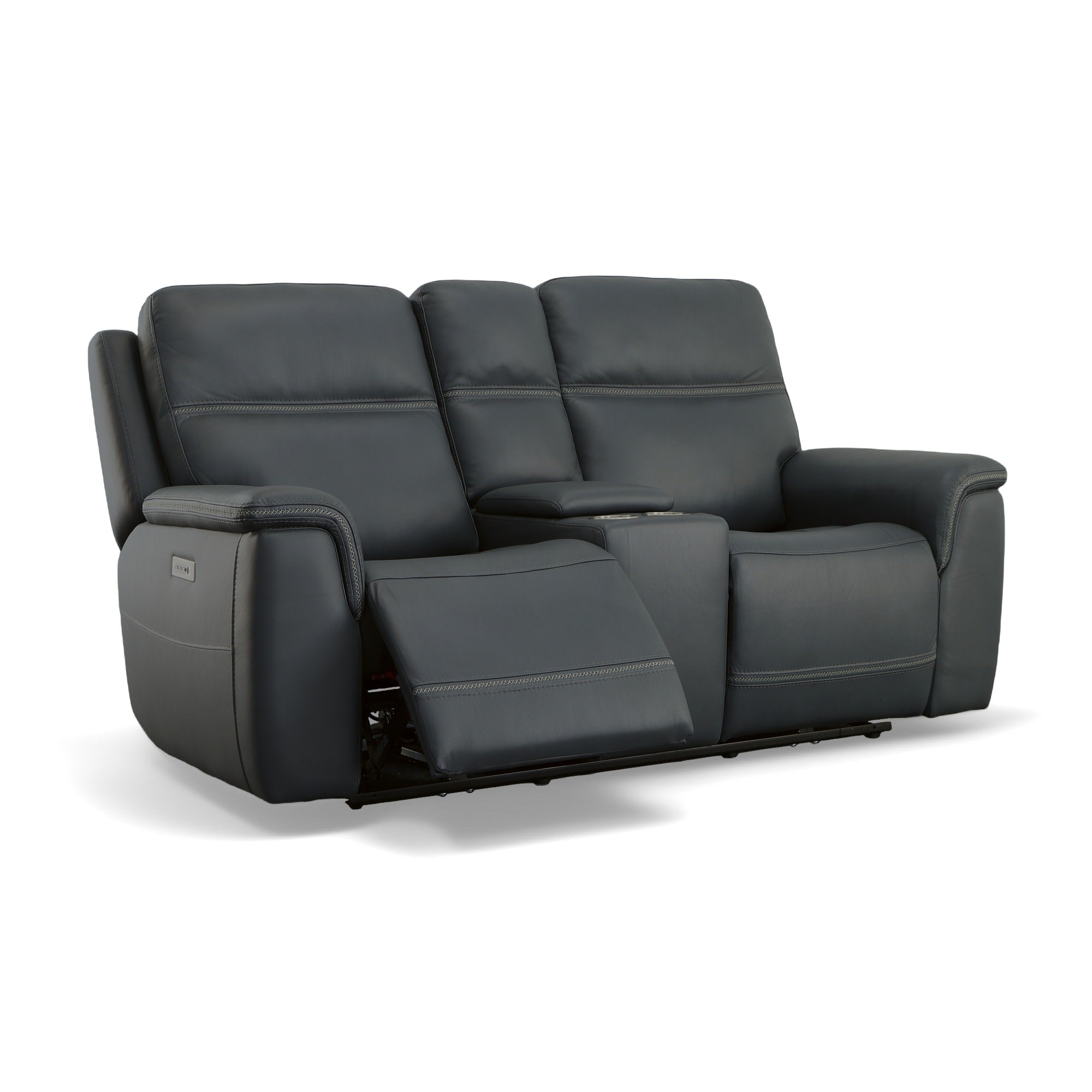 Sawyer Leather Pwr Recl Loveseat w/ Console, Pwr Hdrsts, Lumbar
