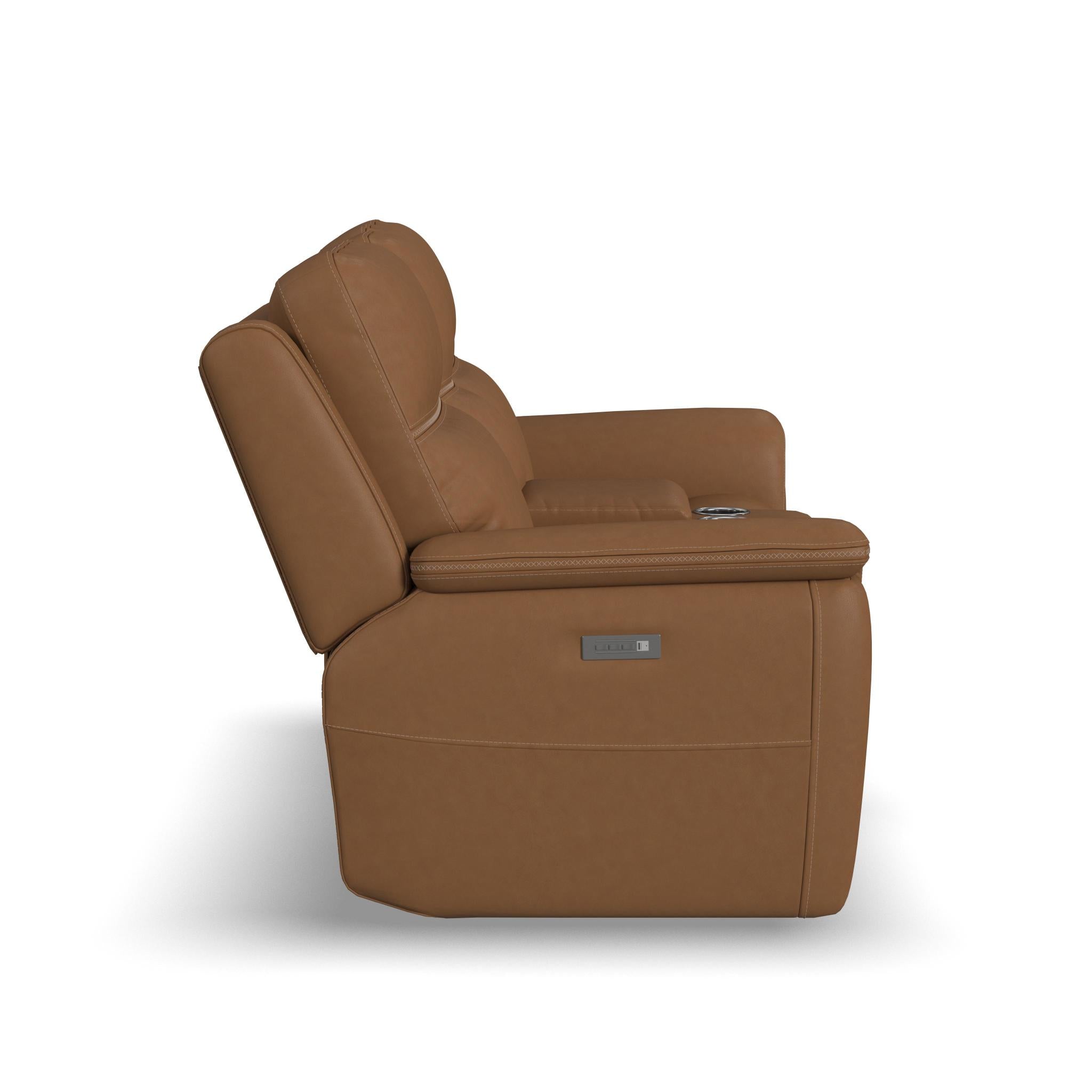 Sawyer Harvest Leather Pwr Recl Loveseat w/ Console, Pwr Hdrsts, Lumbar