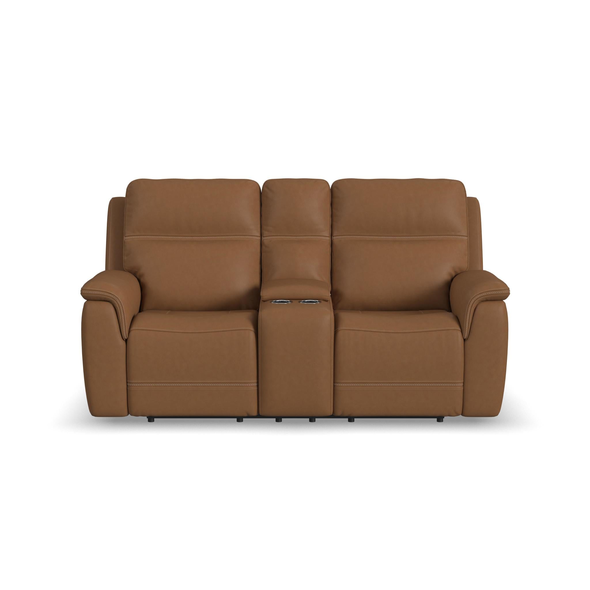 Sawyer Leather Pwr Recl Loveseat w/ Console, Pwr Hdrsts, Lumbar