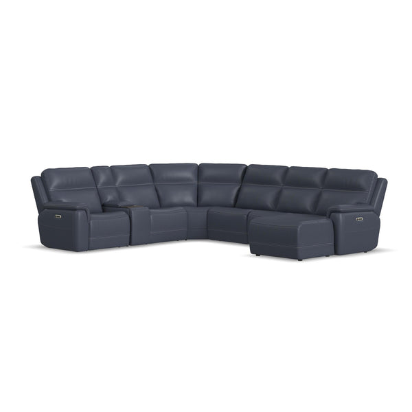 Sawyer Leather Power Reclining Sectional with Power Headrests & Lumbar
