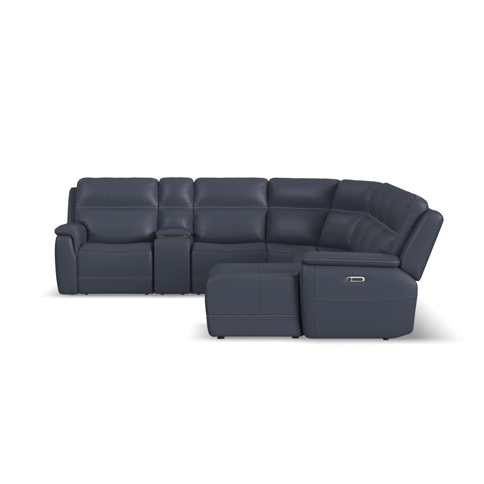 Sawyer Marine Leather Power Reclining Sectional with Power Headrests & Lumbar