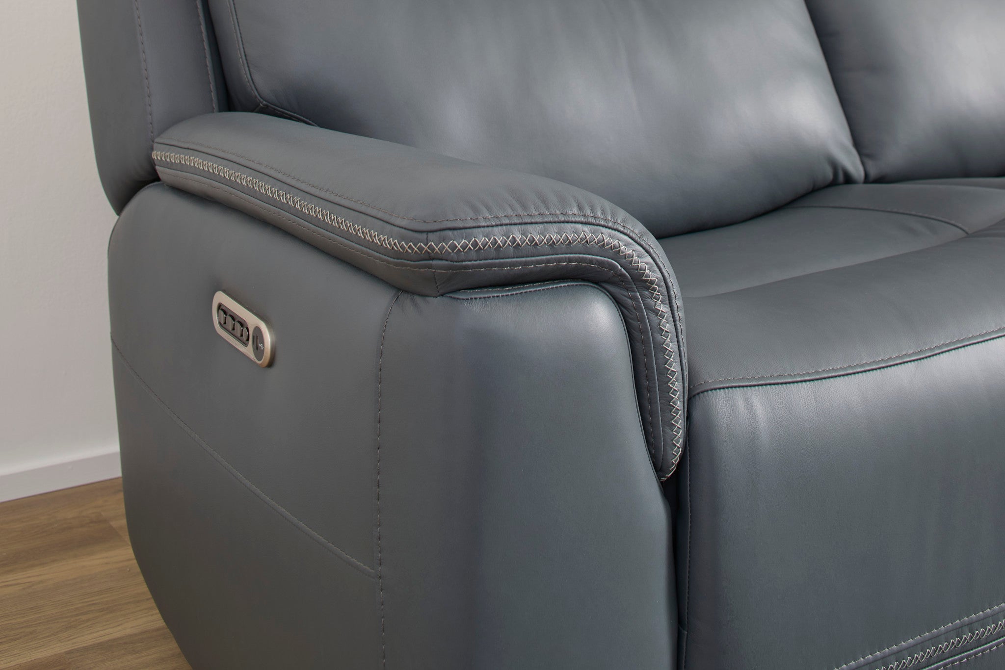 Sawyer Marine Leather Power Reclining Sectional with Power Headrests & Lumbar
