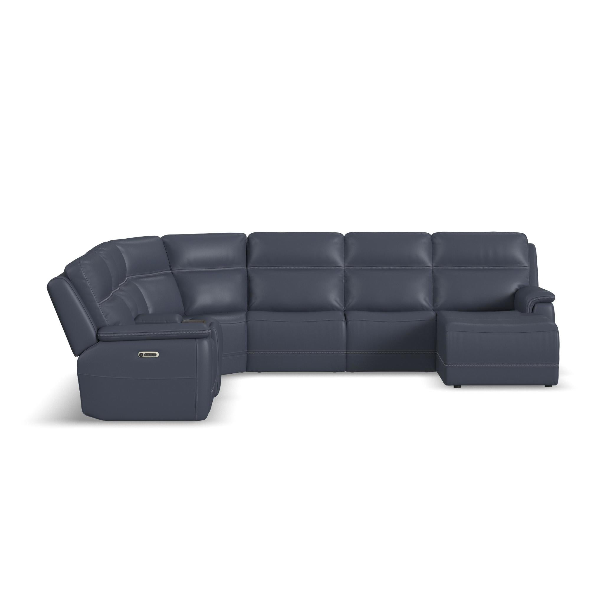 Sawyer Marine Leather Power Reclining Sectional with Power Headrests & Lumbar