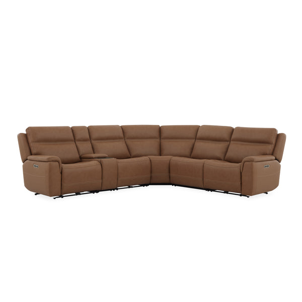Sawyer Harvest Leather Power Reclining Sectional with Power Headrests & Lumbar