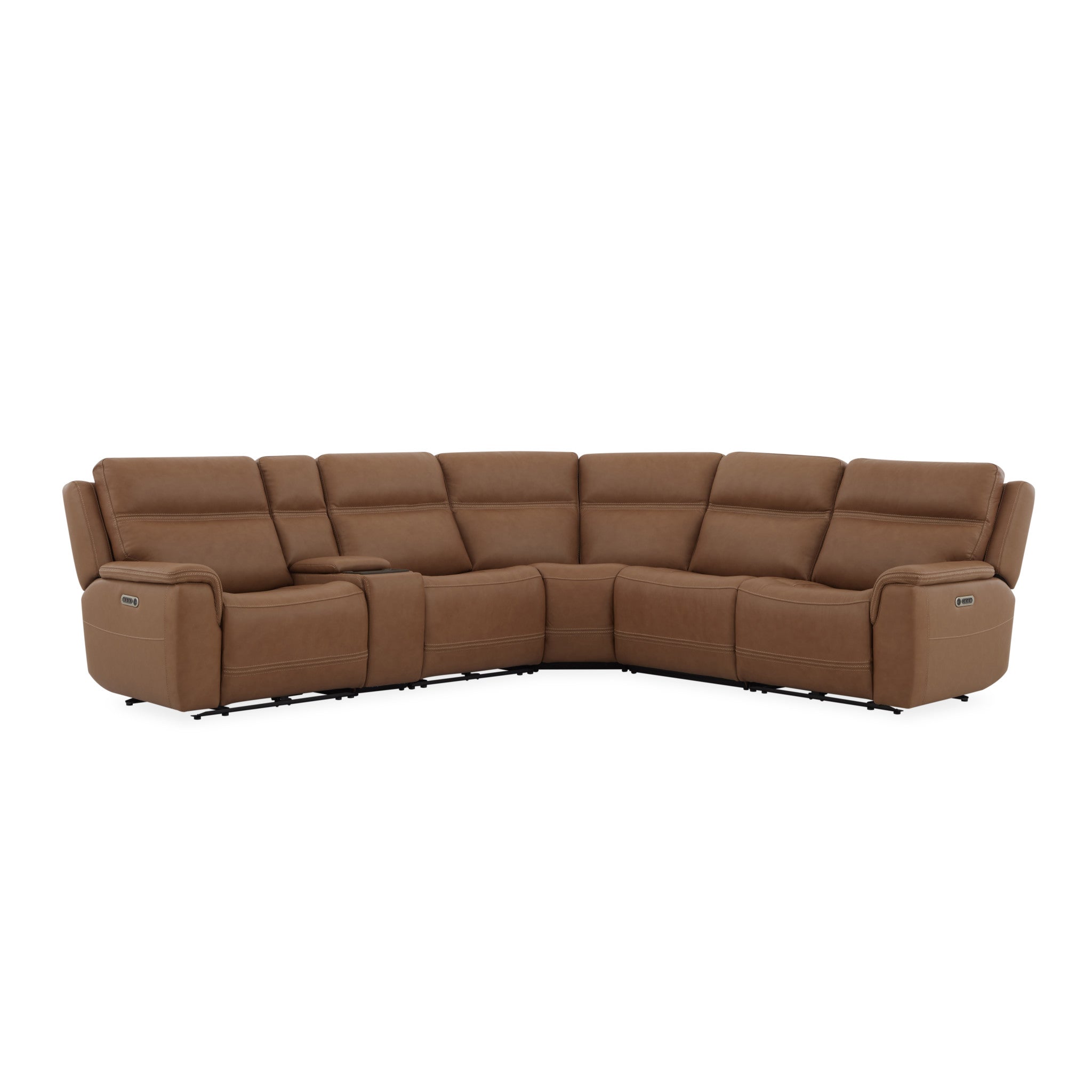Sawyer Leather Power Reclining Sectional with Power Headrests & Lumbar