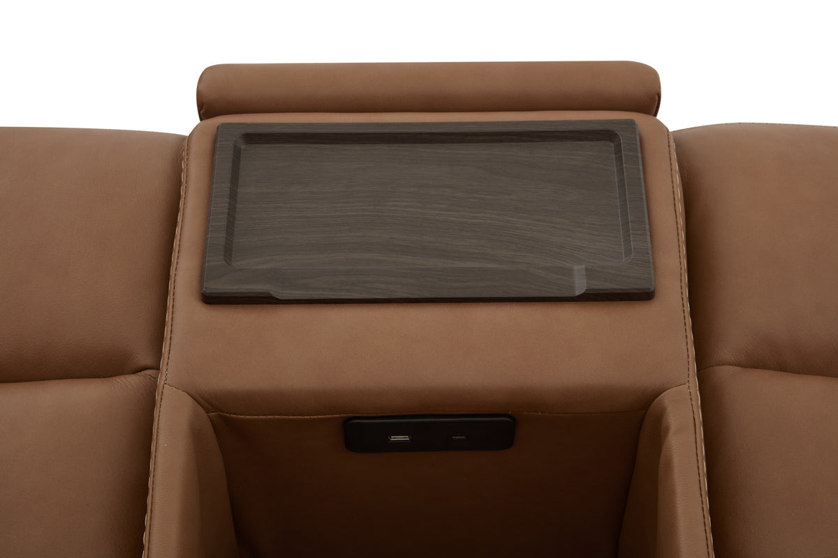 Sawyer Leather Power Reclining Sectional with Power Headrests & Lumbar
