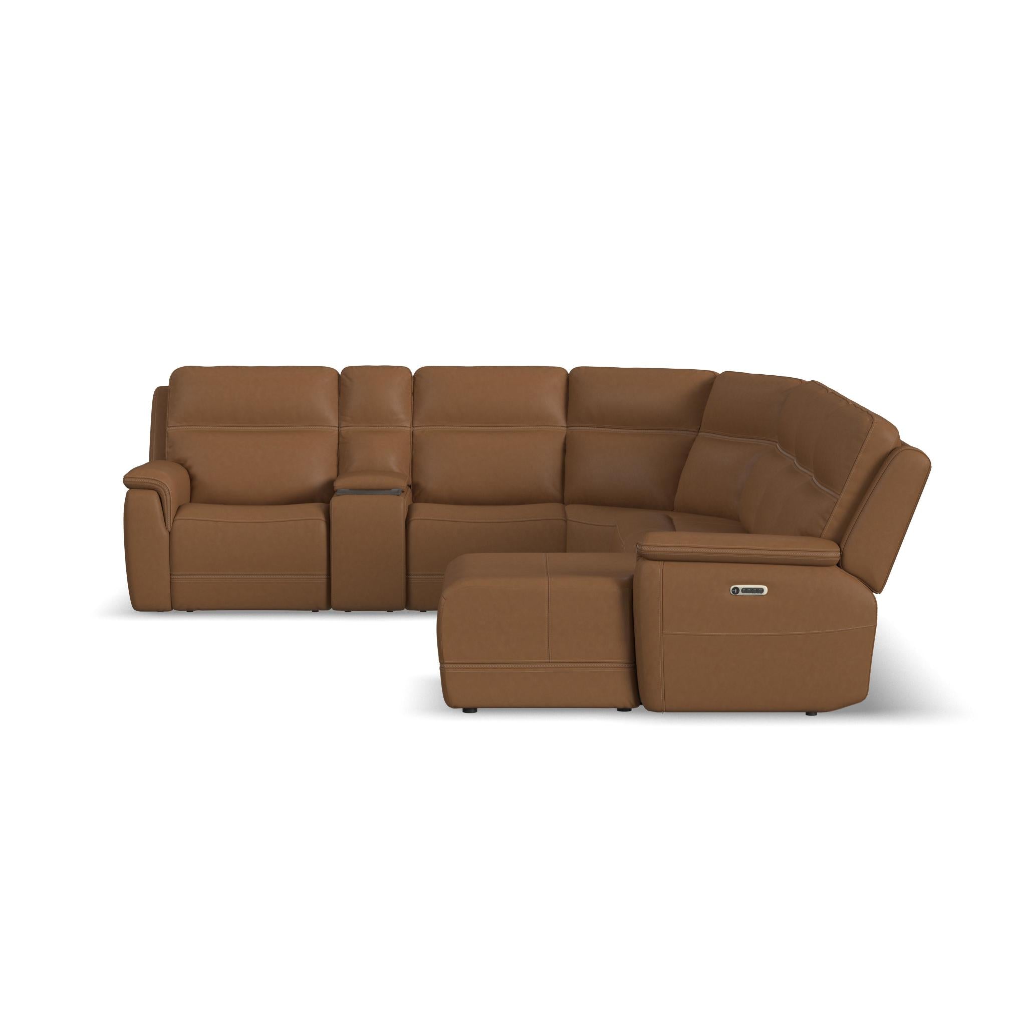 Sawyer Leather Power Reclining Sectional with Power Headrests & Lumbar